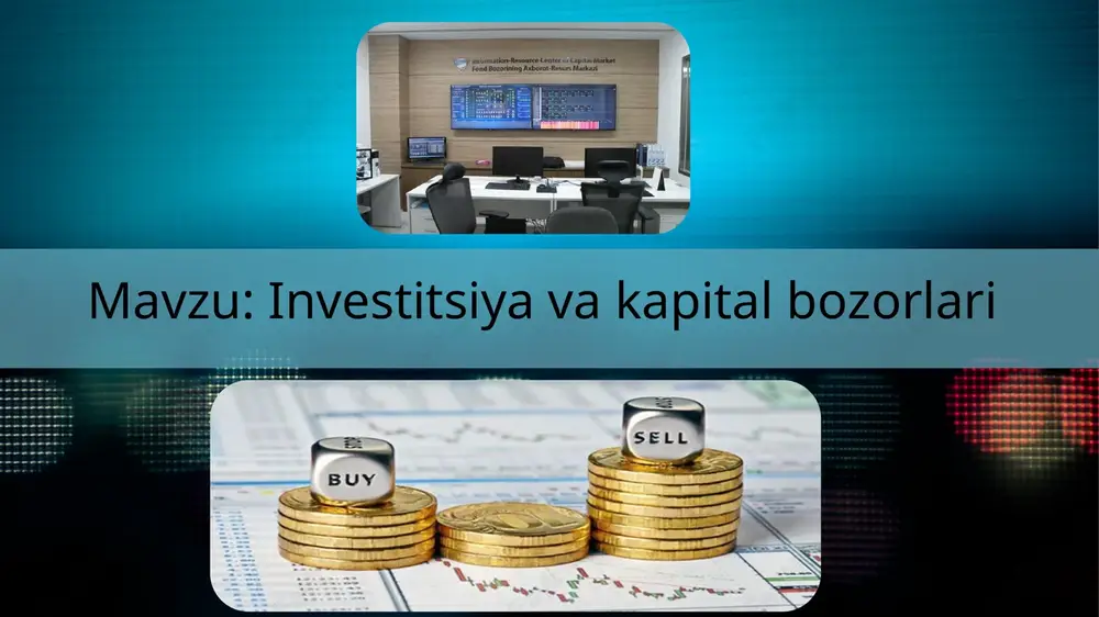 nvestitsiya — xususiy, korporativ xoʻjalik va tashkilotlar, fuqarolar mablagʻlari, shu jumladan, shaxsiy va jalb qilingan mablagʻlar hisobidan qoʻyiladi. investitsiya qoʻyilish shakliga qarab moliyaviy (portfel) va real (ishlab chiqarish) investitsiyaga boʻlinadi. moliyaviy (portfel) investitsiya — aksiya, obligatsiya va b. qimmatli qogʻozlarni sotib olishga qoʻyiladigan investitsiya, ; investitsiya haqida oʻzbekiston respublikasida bozor iqtisodiyotiga oʻtish davrida respublika iqtisodiyotida tuzilmaviy oʻzgarishlarni amalga oshirishda investitsiyadan samarali foydalanilmoqda. oʻzrda 1996-yildan boshlab respublika hukumati har yili davlat byudjeti va byudjetdan tashqari fondlar mablagʻlari hisobidan kapital qoʻyilmalar limitlari, chet el investitsiyalari va hukumat kafolati bilan olingan kreditlar hisobiga aniq qurilishlar dasturi, shuningdek, bevosita chet el investitsiya va kreditlari hisobiga qurilishlar dasturidan iborat boʻlgan davlat investitsiya dasturini qabul qiladi. respublika iqtisodiyotiga investitsiya kiritishda davlat byudjeti mablagʻlari, chet el investitsiyalari, korxonalarning oʻz mablagʻlari va aholi jamgʻarmalari qatnashmoqda. respublikada aholining qimmatli qogʻozlarga jamoaviy investitsiyani amalga oshiradigan xususiylashtirish investitsiya fondlari (xif) va kompaniyalari tarmogʻi rivoj topdi. oʻzbekistonda xorijiy investitsiyalarni sugʻurtalash sohasida 1994-yilda …