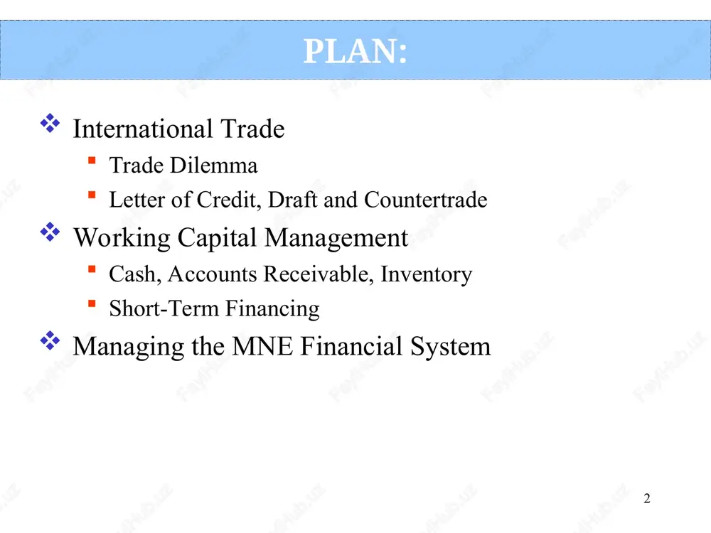 pecified amount of money at a specified time. the person or business initiating the draft is known as the maker, drawer or originator. normally this is the exporter who sells and ships the merchandise. the party to whom the draft is addressed is the drawee. draft * a trade transaction could conceivably be handled in many ways. the transaction that would best illustrate the interactions of the various documents would be an export financed under a documentary commercial letter of credit, requiring an order bill of lading, with the exporter collecting via a time draft accepted by the importer’s bank. the following exhibit illustrates such a transaction. typical trade transaction * * in order to finance international trade receivables, firms use the same financing instruments as they use for domestic trade receivables, plus a few specialized instruments that are only available for financing international trade. there are short-term financing instruments …