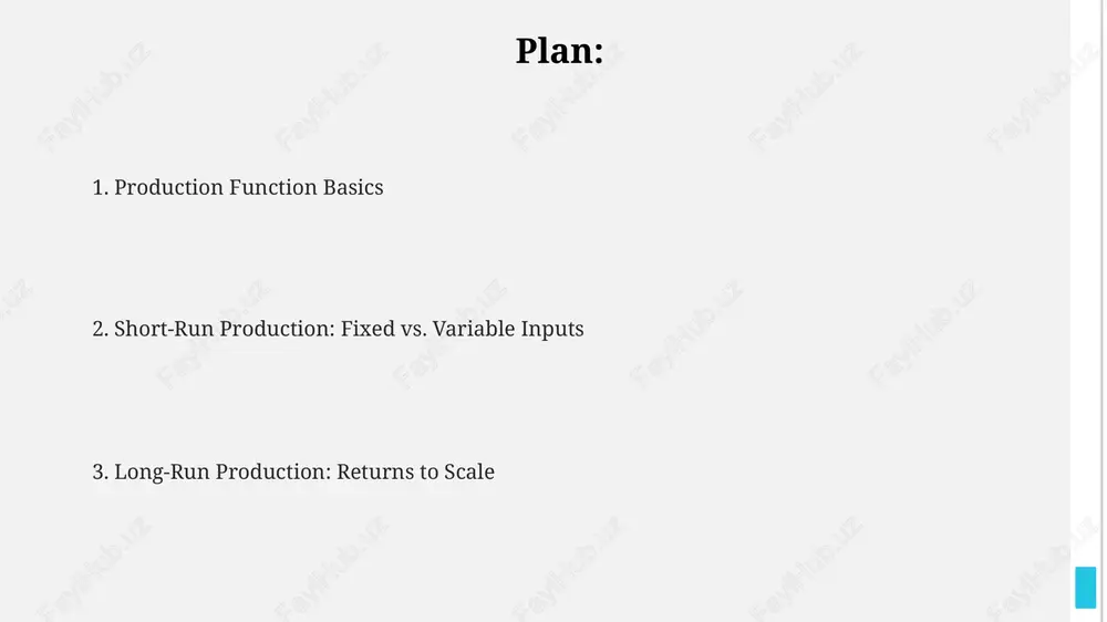 ter efficiency at higher production volumes. constant returns to scale mean that increasing all inputs by, say, 20% leads to a 20% increase in output; there are neither efficiency gains nor losses with scale. thank you for your attention @taqdimot_robot image1.png