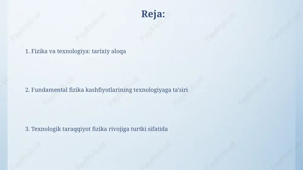 larli yutuqlarga erishdi, jumladan, ko'zning tuzilishi va nur qanday harakatlanishini tushuntirish, linzalarning rivojlanishiga turtki berdi. islom olami olimlari 8-13-asrlarda usturlob va kvadrant kabi astronomik asboblarni takomillashtirdilar. bu asboblar vaqtni aniq o'lchash va navigatsiya uchun muhim edi. ilmiy inqilob: fizika va texnologiyaning yangi davri ilmiy inqilob newtonning *principia mathematica* (1687) asari bilan boshlandi, bu esa klassik mexanika qonunlarini yaratib, texnologik taraqqiyotga turtki berdi. termodinamikaning rivojlanishi (19-asr) issiqlik dvigatellari va sovutgichlarni yaratishga olib keldi, bu esa sanoat inqilobiga katta ta'sir ko'rsatdi. nyuton mexanikasi va texnik taraqqiyot nyutonning harakat qonunlari, ayniqsa 2-qonun (f=ma), bug' dvigatellarining samaradorligini oshirishda muhim ahamiyatga ega bo'lib, sanoat inqilobiga turtki berdi. nyutonning tortishish qonuni 1687-yilda nashr etilgan boʻlib, keyinchalik raketa va sunʼiy yoʻldosh texnologiyalarining rivojlanishiga asos boʻlgan astronomik hisoblashlar uchun poydevor yaratdi. termodinamika va bug' dvigateli inqilobi sadi karnoning 1824-yildagi ishi issiqlik dvigatelining maksimal samaradorligini belgilab, termodinamikaning ikkinchi qonuni rivojlanishiga turtki berdi, bug 'dvigatellarining samaradorligini oshirishga yo'naltirdi. bug 'dvigatelining …