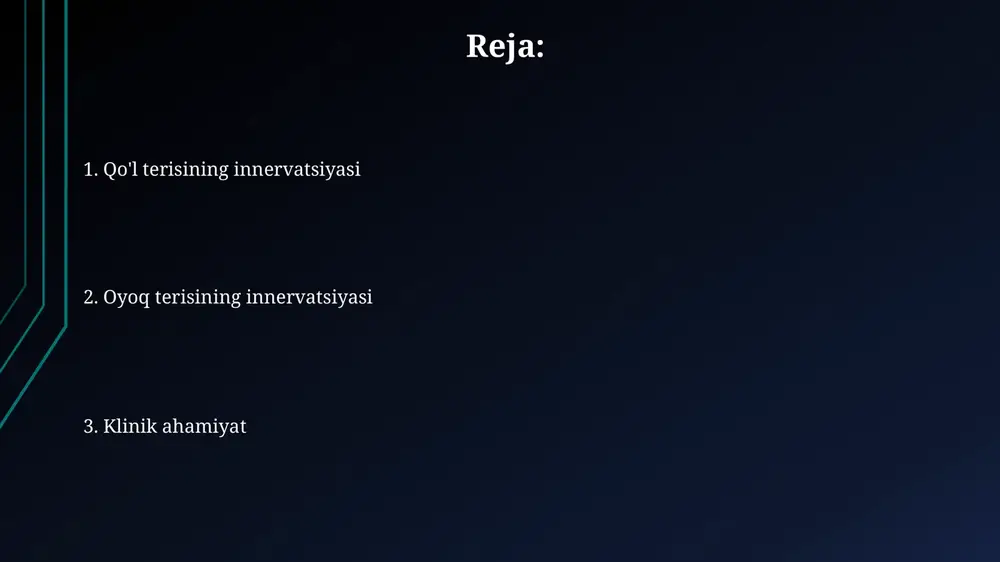 ya oyoqda nervlarning shikastlanishiga sabab bo'lib, 50% diabetga chalinganlarda uchraydi, natijada sezgi pasayishi va yaralanish xavfi ortadi. e'tiboringiz uchun rahmat @taqdimot_robot image1.png