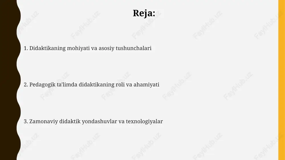k) foydalanib, dars rejasini tuzadilar, bu esa o'quv jarayonini samarali tashkil etishga va 5e modelini qo'llashga imkon beradi. e'tiboringiz uchun rahmat @taqdimot_robot image1.png