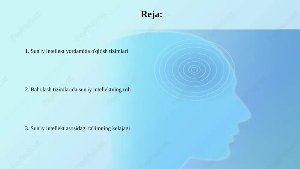 etishi mumkin, bilim darajasiga qarab. sun'iy intellekt o'quvchilarning javoblarini avtomatik ravishda tahlil qilishi va 95% aniqlik bilan baholashi mumkin, bu o'qituvchilar vaqtini tejaydi. avtomatlashtirilgan baholash va fikr-mulohaza avtomatlashtirilgan baholashda mashinaviy o'rganish algoritmlari 70% gacha inson xatosini kamaytirishi mumkin, bu esa xolis natijalarni ta'minlaydi. ai tizimlari 95% aniqlik bilan o'quvchining javoblarini tahlil qilib, muammoli sohalarni aniqlaydi va shaxsiy fikr-mulohazalarni yaratadi. sun'iy intellekt yordamida kontentni yaratish sun'iy intellekt platformalari 150 dan ortiq tilda matn yaratish, tasvirlar va hatto dasturiy kod ishlab chiqish uchun neyron tarmoqlardan foydalanadi. generativ ai modellari, masalan, gpt-3, muayyan mavzular bo'yicha 95% gacha aniqlik bilan maqolalar, blog postlari va marketing matnlarini yaratishi mumkin. talabalar ishlashini prognoz qilish talabalarning o'zlashtirishini prognoz qilish uchun ai, gpa, imtihon natijalari va o'quv faoliyatidan olingan ma'lumotlarni tahlil qilib, xavf ostidagi talabalarni aniqlaydi. ai tizimlari o'quv kursini muvaffaqiyatli yakunlash ehtimolini baholash uchun talabalarning demografiyasi, moliyaviy ahvoli va o'qishga kirish ballarini o'rganadi. o'qituvchilar uchun sun'iy intellekt …