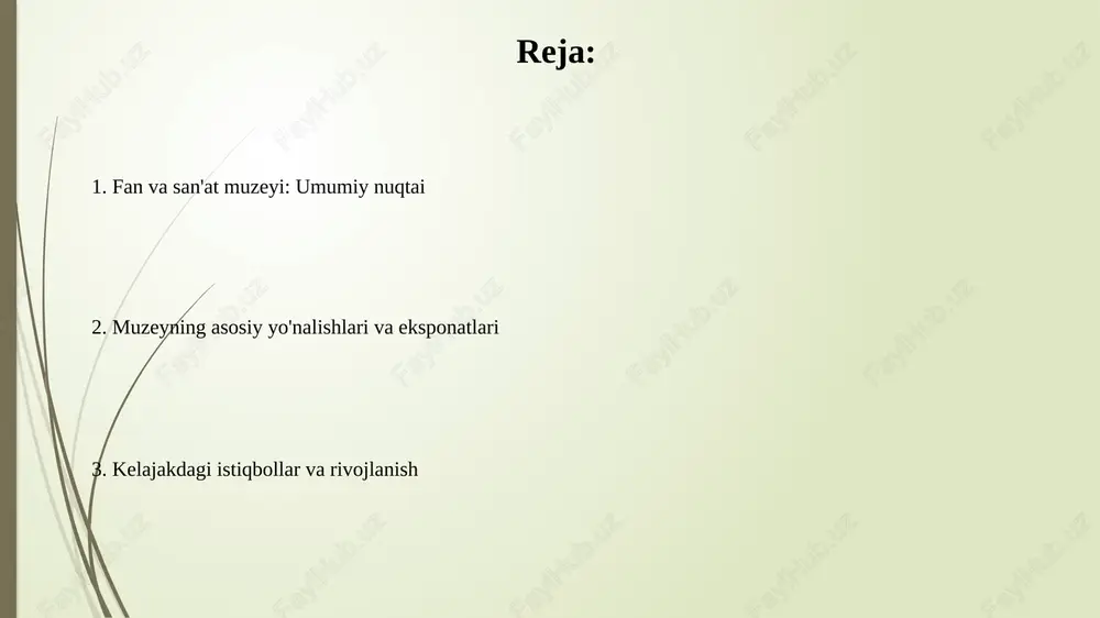 tahkamlaydi va tarixiy tushunchani rivojlantiradi. jamiyatga ta'siri ilm va san'at muzeylari steam ta'limini (fan, texnologiya, muhandislik, san'at, matematika) targ'ib qilib, 21-asr ko'nikmalarini shakllantirishga 10% dan ortiq hissa qo'shadi. bunday muzeylar kreativlik va tanqidiy fikrlashni rivojlantirib, innovatsion yechimlarni topishga undaydi hamda jamiyatning intellektual salohiyatini 15% ga oshiradi. zamonaviy tendensiyalar va innovatsiyalar texnologik integratsiya ortib bormoqda, masalan, vr ekskursiyalari va ar ilovalari orqali auditoriyani boyitish, 3d bosma san’at asarlari va interaktiv ko‘rgazmalar yaratish imkonini beradi. ilmiy va san’at muassasalari fan hamda san’at o‘rtasidagi gibrid ko‘rgazmalar tashkil etib, steam (fan, texnologiya, muhandislik, san’at, matematika) ta’limiga e’tibor qaratmoqda. kutishlar va muammolar "kutishlar va muammolar" ilmiy-texnik progressning 21-asrda jamiyat kutayotgan ideal natijalarga erishishdagi to'siqlarni o'rganadi. bu texnologiyaning salbiy oqibatlaridan kelib chiqadi. asosiy muammo shundaki, sun'iy intellekt va avtomatlashtirish ko'nikmalarga bo'lgan talabni kamaytiradi, bu esa aholining 30% dan ortig'ining ishsiz qolishiga olib kelishi mumkin, deb taxmin qilinadi. xulosa xulosa, muzeylar fan va san'atning integratsiyasi orqali 21-asr …