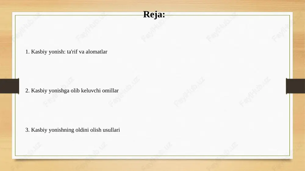 kin. kuyish hissiy charchoqni keltirib chiqaradi, bu esa xodimning ish joyida norozilik va qoniqmaslik darajasini 45% gacha oshirishi mumkin. kasbiy kuyishning turlari charchagan (overload) turi yuqori ish yuklamasi bilan tavsiflanadi. xodimlar ortiqcha vazifalardan, resurs yetishmasligidan va doimiy bosimdan aziyat chekishadi. natijada, energiya tugaydi. e’tiborsizlik (neglect) turi o‘z vazifalariga befarqlik bilan xarakterlanadi. xodimlar uchun motivatsiya yo‘qoladi, ular befarq bo‘lib qolishadi va ish sifati pasayadi, mas'uliyat kamayadi. kasbiy kuyishning oldini olishning shaxsiy usullari kundalik hayotda "15 daqiqa qoida"sini qo'llang: har kuni o'zingiz uchun 15 daqiqa ajrating. bu vaqt davomida sevimli mashg'ulotingiz bilan shug'ullaning yoki dam oling. professional burnoutning oldini olish uchun "2 soatlik tanaffus" qoidasiga amal qiling: har 2 soatda ishdan tanaffus oling va kamida 10 daqiqa dam oling. kasbiy kuyishning oldini olishning tashkiliy usullari ish yuklamasini optimallashtirish uchun xodimlarga aniq vazifalar berish, ularning bajarilish muddatlarini belgilash va 20% vaqtni kutilmagan vaziyatlarga zaxira qilish kerak. xodimlar o'rtasida o'zaro yordamni kuchaytirish uchun mentorlik …