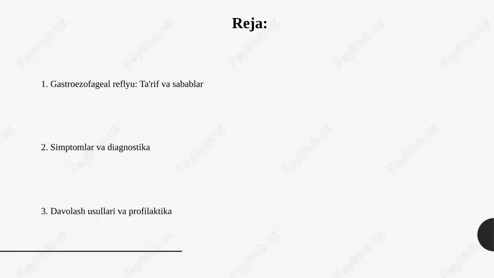 lota ta'sirini aniqlash uchun oltin standart hisoblanadi va simptomlar bilan korrelyasiyani baholaydi. qizilo'ngach manometri qizilo'ngachning motorikasini baholaydi, masalan, peristaltika to'lqinlari va quyi qizilo'ngach sfinkterining bosimini, gerdga o'xshash simptomlar bilan yuzaga kelishi mumkin. differential tashxis eosinofilik ezofagitni differensial tashxislashda biopsiya namunalari muhim rol o'ynaydi, unda 15 eozinofillar/hpf (yuqori kattalashtirish ≥ maydoni) soni hisobga olinadi hamda disfagiya simptomlari mavjud bo'ladi. aqalaziya kabi motor kasalliklarini tashxislashda yuqori gi endoskopiyasi va manometriya o'tkaziladi; manometriya qizilo'ngach peristaltikasining yo'qligini hamda pastki qizilo'ngach sfinkterining (les) bo'shashmasligini ko'rsatadi. hayot tarzi o'zgarishlari ovqatdan keyin kamida 2-3 soat yotmaslik reflüksni kamaytirishga yordam beradi, chunki bu oshqozon kislotasining qizilo'ngachga ko'tarilishini oldini oladi. yotishdan oldin og'ir ovqatlardan qochish va kechki ovqatni ertalabki ovqatga nisbatan 600- 700 kaloriya kamaytirish reflüks alomatlarini yaxshilashi mumkin. dori-darmon bilan davolash: antatsidlar antatsidlar oshqozon kislotasini neytrallashtiradi, ph darajasini oshiradi va pepsin faolligini kamaytiradi, simptomlarni tezda yengillashtiradi, lekin kislota ishlab chiqarilishini to'xtatmaydi. alyuminiy yoki magniy gidroksidini o'z ichiga olgan …