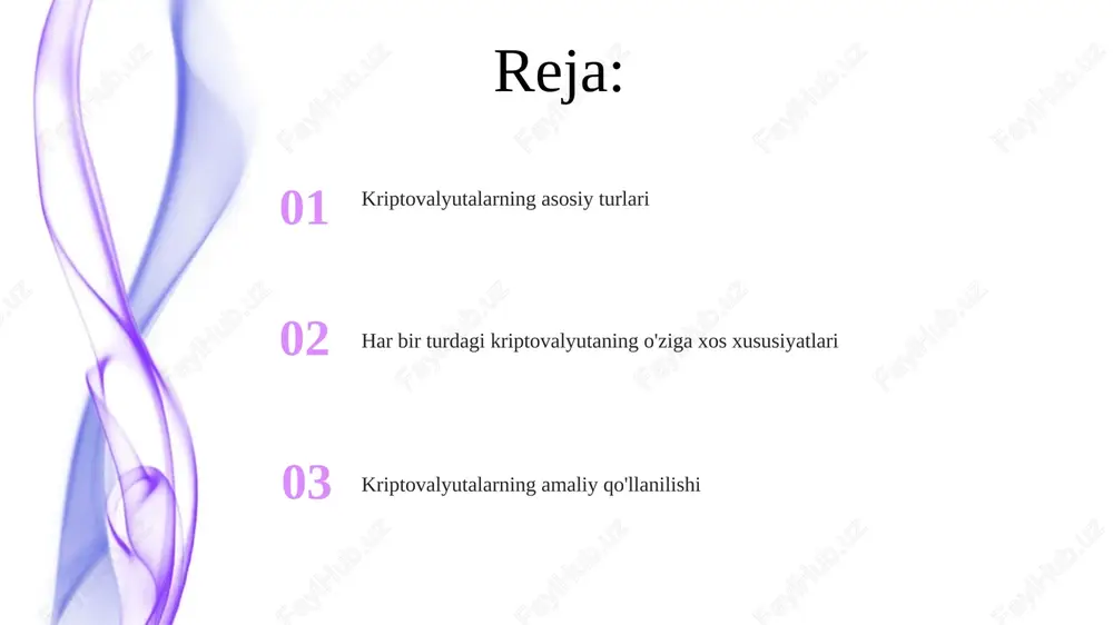 ar, masalan, tokenlashtirilgan aktivlar, real aktivlarni (ko'chmas mulk, san'at asarlari) fraksiyalarga bo'lib, likvidlikni oshiradi va kengroq investorlar ommasi uchun ularni arzonlashtiradi. e'tiboringiz uchun rahmat @taqdimot_robot image1.jpeg image2.jpeg image3.jpeg