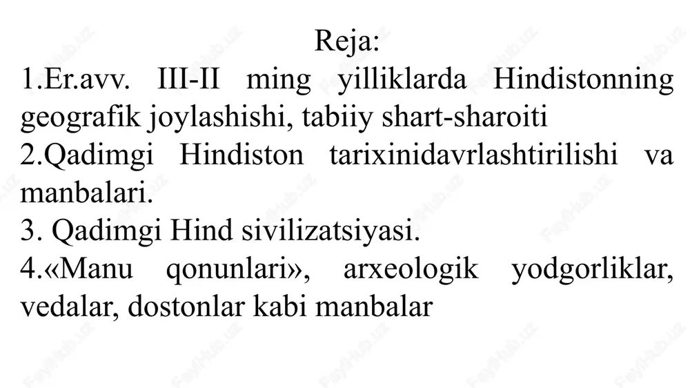 hind-yevropa tillari (hind, bengal va boshqalar), janubda dravid (masalan, tamil.) dekan va shimoliy-sharqiy hindistonning qator tillari janubiy-sharqiy osiyo, tibetda va xitoyda tibet-birma va mund tillari bilan yaqin turadi. shri-lanka aholisining ko'pchilik qismi hind-yevropa (singal) tilida ozchilik qismi dravid (tamil) tilida so'zlashadi. ma'lumki, hind-yevropa tillarida so'zlashuvchi oriylar hindistonga er.av. ii ming yillikda kirib kelganlar. singallar materikdan shri-lankada er.av. i ming yillikda paydo bo'lganlar. qadimgi hindiston tarixini davrlashtirilishi, manbalari. 1. eng qadimgi hind sivilizatsiyasi taxminan er. av. xxiii-xviii asrlar bilan belgilanadi. (ilk shaharlar, davlatlarning paydo bo'lishi) 2. er. av. ii ming yillikning ikkinchi yarmida oriylarning paydo bo'lishi. er. av. ii ming yillikning oxiridan er.av. vii asrgacha «veda» davri. bu davrda yaratilgan muqaddas kitoblar «vedalar» nomi bilan mashhur. 3. «budda davri». er. av. vi-iii asrlar. budda dinining paydo bo'lishi va tarqalishi davri. bu davrda iqtisodiyotning yuqori taraqqiyoti, shaharlarni shakllanishi-yirik davlatlar mauriylar umum hind davlatining tashkil topishi. 4. er. av. ii asrdan eramizning v …