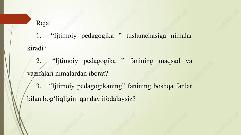 yuzasidan o‘z echimlarini taqdimot tarzida bayon etadilar; 10) guruhlar tomonidan taqdim etilgan echimlar muhokama qilinadi va eng to‘g‘ri variant aniqlanadi. talabalarga quyidagi sxema namuna sifatida taqdim etiladi: 3. “sxema” texnologiyasi o‘rganilayotgan mavzu muhokama qilinayotgan masala mohiyatining asosiy xususiyat yoki belgilariga muvofiq sxema, tasvir yoki rasm orqali ifodalashini ta’minlaydi. ushbu texnologiyani qo‘llash talabadan masalaga ijodiy yondashishni taqozo etadi. topshiriqni bajarish jarayonida talabalar o‘rganilayotgan mavzu muhokama qilinayotgan masala bo‘yicha o‘zlashtirgan nazariy bilimlarini yodga oladi, eng muhim xususiyat va belgilarni aniqlaydi, ularni umumlashtiradi yoki tarkibiy qismlarga ajratgan holda sxemani yaratadi. talabalarda fikrlash, ijodkorlik ko‘nikmalarini shakllantirish, rivojlantirishga xizmat qiluvchi ushbu metod g‘oyaning qisqa, aniq ifodalanishi uchun sharoit yaratadi. 4. “kichik esse” (frantsuzcha “essai” – sinov, sinab ko‘rish, ocherk, lotincha “exagium” - o‘lchamoq) texnologiyasi kichik hajmli, erkin bayon usuliga ega bo‘lib, o‘rganilayotgan muammo yoki tahlil qilinayotgan masala yuzasidan shaxsiy taassurot hamda tasavurlarni ifodalashga xizmat qiladi. mazkur metod talabalar tomonidan o‘rganilgan mavzu muhokama qilinayotgan masala bo‘yicha …
