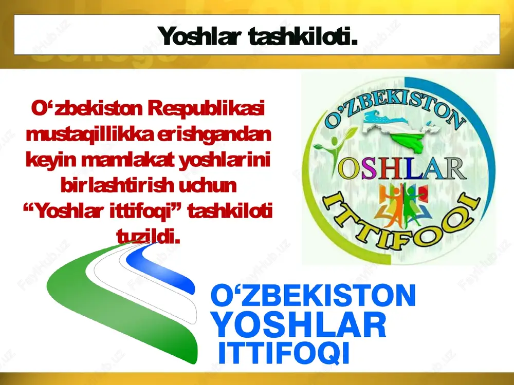 yorqin ifodasidir. “nihol” mukofoti 2005-yilda o‘zbekiston respublikasi prezidentining “o‘zbekiston respublikasi qurolli kuchlari safida muddatli harbiy xizmatni o‘tayotgan harbiy xizmatchilarga beriladigan imtiyozlar tizimini yanada takomillashtirish chora-tadbirlari to‘g‘risida”gi qarori e’lon qilindi. yoshlarga e’tiborning kuchayishi. 2016-yilda “yoshlarga oid davlat siyosati to‘g‘risida”gi o‘zbekiston respublikasi qonuni qabul qilindi. prezidentimizning 2017-yil iyuldagi “yoshlarga oid davlat siyosati samaradorligini oshirish va o‘zbekiston yoshlar ittifoqi faoliyatini qo‘llab-quvvatlash to‘g‘risida”gi farmoniga muvofiq mamlakatimizdagi barcha harbiy akademik litseylarga “temurbeklar maktabi” nomi berildi. temurbeklar maktabi istiqlol yillarida yoshlarning har tomonlama yetuk, barkamol voyaga yetishi uchun mustahkam qonunchilik bazasi yaratildi. xususan, 23 ta qonun va 100 dan ortiq me’yoriy-huquqiy hujjatlar qabul qilinib, hayotga izchil tatbiq etilmoqda. savol va topshiriqlar: 1. o‘zbekistonda yoshlar umumiy aholining qanchasini tashkil qiladi? biz kimlarni yoshlar deb ataymiz? 2. lex.uz saytidan 2016-yildagi “yoshlarga oid davlat siyosati to‘g‘risida”gi qonunni topib mazmun-mohiyatini aytib bering. 3. o‘zbekistonning yoshlarga doir davlat siyosati asosiy tamoyillarini izohlang. 4. bugungi kunda yoshlarga berilayotgan imtiyozlar haqida nimalarni bilasiz? …