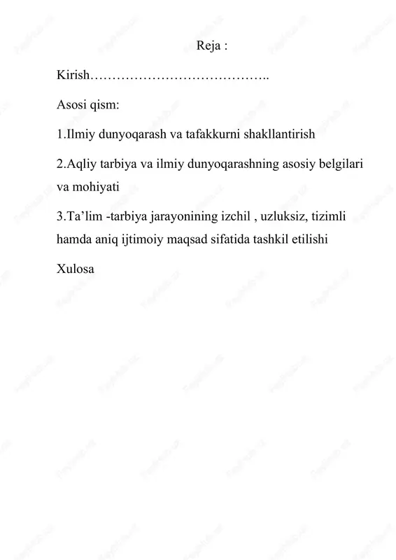 jamoasi tasavvurlari haqida fikr yuritamiz.yoxud biz xristianlar, musulmonlar, buddaviylar va boshqa diniy guruhlar dunyoqarashi hqida gapiramiz. shu bois dunyoqarash shaxs,ijtimoiy guruh,davlat,davlatdan tashqari tuzilmalar dunyoqarashi sifatida ham bo’lishi mumkin. har qanday dunyoqarash tarkibiga: bilim, baholash, e’tiqod va aqidalar kiradi. dunyoqarash turli shaklda mavjud bo’lishi mumkin: kundalik,mifologik, afsonaviy, diniy,badiiy, falsafiy,va ilmiy tusdagi tasavvurlar.dunyoqarash shaxsiy ong va ijtimoiy ong dalili tarzida bo’lishi mumkin. masalan, afsonaviy dunyoqarash to’g’risida gapirganda biz muayyan shaxsning olami to’g’risidagi tasavvurlari emas, balki, ba’zi falsafiy tizimlarda falsafa oliy bosh ibtido yoki birinchi sabab to’g’risidagi fan deb tariflanadi.masalan,qadimgi yunon faylasufi arastu ta’limotida,u “barcha mavjudotning ibtidosi va sabablari to’g’risidagi fan”deyilgan bo’lsa, o’rta osiyolik mutafakkir abu ali ibn sino falsafani “mutloq borliq to’g’risidagi oliy fan” deb ta’riflagan.boshqa yo’nalishlarda falsafaning bosh sababi birinchi ibtidolarni bilish ekanligi umuman rad etiladi,masalan, o’rta asr ilohiyotchisi al-g’azzoliy o’zining “faylasuflarni rad etish” nomli maxsus asarini shu mavzuga bag’ishlagan. ba’zi ta’limotlarda falsafa “to’g’ri fikrlash orqali erishilgan bilim”,”umuman fanlarni ko’rib muhokama …