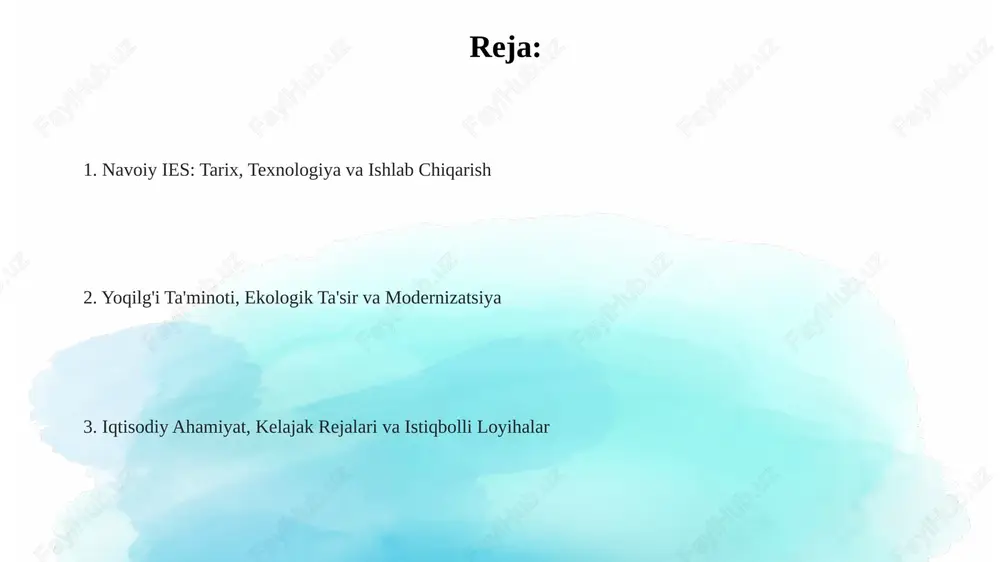 shuvchanlikni ta'minlaydi. ies chiqindilarida azot oksidlarining (nox) miqdorini kamaytirish uchun zamonaviy kamaytiruvchi katalizatorlar o'rnatilgan bo'lib, bu atmosfera ifloslanishini 25-30% ga kamaytiradi. modernizatsiya, yangilanish va innovatsiyalar navoiy issiqlik elektr stansiyasida 2020-2024 yillarda 4 ta gaz turbinasini oʻrnatish orqali 450 mvt quvvatni oshirish rejalashtirilgan boʻlib, bu energetika samaradorligini sezilarli darajada yaxshilaydi. stansiyada zamonaviy avtomatlashtirilgan boshqaruv tizimlarini joriy etish orqali 15% gacha yoqilgʻi sarfini kamaytirish va texnik xizmat koʻrsatish xarajatlarini optimallashtirish maqsad qilingan. 2025 yilgacha navoiy iesda nox emissiyasini 25% ga kamaytirish uchun yangi katalitik konvertorlar oʻrnatish va ekologik tozalash texnologiyalari joriy etish koʻzda tutilgan. iqtisodiy va hududiy ahamiyat iesning barqaror elektr energiyasi taʼminoti navoiy viloyatida sanoat korxonalari faoliyatini qoʻllab-quvvatlaydi, shu jumladan “navoiyazot” aj va boshqa yirik ishlab chiqaruvchilarga elektr energiyasi yetkazib beradi. navoiy ies viloyat iqtisodiyotida muhim rol oʻynaydi, mahalliy byudjetga soliq toʻlovlari orqali katta hissa qoʻshadi va 1500 dan ortiq ish oʻrinlarini ta'minlaydi. energiya xavfsizligini ta'minlash bilan birga, navoiy ies mintaqaning …