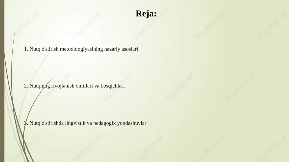 yaning tuzilishi, nutqning rivojlanishiga sezilarli ta'sir ko'rsatadi; tadqiqotlar shuni ko'rsatadiki, nutq buzilishlarining 40% gacha genetik xususiyatga ega. nutqning rivojlanish bosqichlari 1-bosqich, prelingvistik davr (0-1 yosh), beixtiyoriy tovushlar, g'o'ldirish, mimika orqali kommunikatsiya shakllanadi. bu davrda fonemalarni ajratish qobiliyati rivojlanadi. 2-bosqich, so'zlash davri (1-3 yosh), birinchi so'zlar paydo bo'ladi, so'z boyligi ortadi. bola 50 dan 200 tagacha so'zni o'zlashtirib, oddiy gaplar tuza boshlaydi. 3-bosqich, grammatik rivojlanish (3-7 yosh), gap tuzilishi murakkablashadi, grammatik qoidalar o'rganiladi. 3 yoshda taxminan 1000 so'z, 6 yoshda esa 3000 dan ortiq so'z ishlatiladi. psixolingvistika nazariyalari transformatsion grammatika nazariyasi (chomsky) 1957 yilda yaratilgan bo'lib, nutqni shakllantirishda 2 ta tuzilmani – yuzaki va chuqur tuzilmalarni ajratib ko'rsatadi. psixolingvistika tilning qanday idrok etilishi va tushunilishini o'rganadi. masalan, priming effekti orqali so'zlarni 50-100 millisekund ichida qanday tanlashimiz ko'rsatiladi. psixolingvistikada so'zlarni qayta ishlash ikki bosqichli model asosida tushuntiriladi: birinchi bosqichda 400-600 ms ichida so'zlarning leksik ma'nosi aniqlanadi. sotsiolingvistika nazariyalari sotsiolingvistika 2 ta muhim …