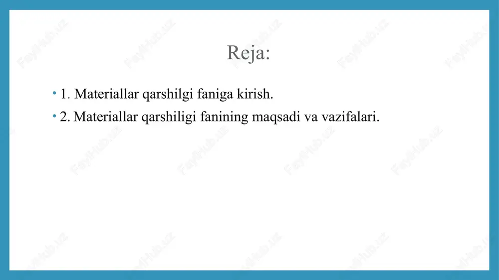 sodiy tomondan arzon, tejamli, texnologik jihatdan tayyorlanishi qulay va eng muhimi yuqorida qo‘yilgan uchta talablarni iloji boricha bir vaqtda qanoatlantira oladigan loyihalardan birini tanlashlari, aniqrog'i, materiallar qarshiligi faniga murojaat qilishlari lozim. materialar qarshiligi fanida faqat konstruksiya qismlarining mustahkamligi, bikrligi va ustuvorligiga oid hisoblash usullari o‘rganiladi. bu fanda barcha masala va muammolar nazariy jihatdan matematika, nazariy mexanika hamda amaliy (eksperimental) jihatdan esa fizika, materialshunoslik kabi fanlarga tayanib yechiladi. materiallar qarshiligida esa tashqi ta'sir tufayli barcha haqiqiy jismlarning geometrik shakli va o‘lchamlari o‘zgarib, ular deformatsiyalanadi, deb qaraladi. shu bois jismlarga deformatsiyalanuvchi qattiq jism tarzida yondashiladi. shuni ta'kidlash muhimki, ilmiy – texnika taraqqiyoti materiallar qarshiligi fanining mazmunini boyitishga, uning mavqeyini yanada kuchaytirishga, electron – hisoblash mashinalarining samarali ishlatilishi esa tegishli hisoblash ishlarini yengillashtirishga xizmat qiladi. geometrik o‘lchami va shakliga ko‘ra, barcha deformatsiyalanuvchi qattiq jismlar: brus, yupqa devorli sterjen, plita yoki plastina hamda vazmin jismlar deb ataluvchi guruhlarga ajratiladi. ko‘ndalang kesim yuza o‘lchamlari uzunlik …