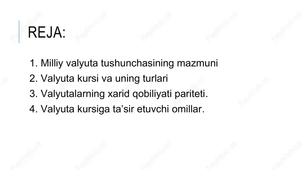 sining barqaror emasligi bevosita so‘mning nominal almashuv kursining barqarorligiga ta’sir ko‘rsatadi. shu sababli, xalqaro rezerv valyutalarning almashuv kurslarini nobarqaror emasligini hisobga olgan holda, fikrimizcha, o‘zbekiston respublikasi milliy valyutasi – so‘mning nominal almashuv kursi barqarorligini ta’minlash maqsadida uning valyuta kursini aqsh dollari, evro va yaponiya ienidan tashkil topadigan “valyuta savati”ga nisbatan aniqlashni joriy qilish lozim. buning natijasida so‘mning nominal almashuv kursining tebranish diapazoni sezilarli darajada qisqaradi. 2. valyuta kursi va uning turlari valyuta kursi (exchange rate) bir mamlakat pul birligining ikkinchi bir mamlakat valyutasiga nisbatan bahosi hisoblanadi. valyuta kursining o‘zgarishi mamlakatdagi umumiy talab hajmiga, narxlar darajasiga, foiz stavkalar o‘zarishiga, mamlakat ichidagi daromadlar taqsimotiga, va iqtisodiyotning boshqa sohalariga ham o‘z ta’sirini ko‘rsatadi. “valyuta kursi” nazariyalari milliy valyuta kursini amaldagi zamonaviy talablar va qonunchilik me’yorlariga mos ravishda o‘rnatish tartibi valyuta kotirovkasi (currency quotation) deyiladi. jahon amaliyotida 2 xil turli valyuta kotirovkalaridan foydalaniladi. 1 xorijiy valyuta birligining ma’lum miqdordagi milliy valyutaga tenglashtirilishi to‘g‘ri kotirovka …