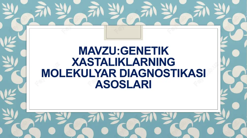 ralardagi mutatsiyalar naslga o’tmaydi, balki saraton va ayrim tug’ma nuqsonlarning rivojlanishida muhim rol o’ynaydi. rasm 1.3 geksosaminidaza a genidagi to’rt nukleotidli insert, o’qish ramkasining siljishiga olib keladi. ushbu mutatsiya ashkenazi yahudiylarida teya-saks kasalligining rivojlanishiga olib keladi. [nussbaum rl et al.. thompson and thompson genetics in medicine. 6th ed. philadelphia, wb saunders, 2001. p 212].. xromosoma kasalligi bu kasalliklar autosomalar yoki jinsiy xromosomalardagi tarkibiy yoki miqdoriy o’zgarishlar tufayli rivojlanadi. monogen kasalliklar kabi, ular kam uchraydi, lekin ular yuqori penetratsiyaga ega. xromosomadagi jiddiy oʻzgarishlar koʻpincha organizmning hayot faolligini cheklab, rivojlanayotgan qomilaning nobud boʻlishiga olib keladi. bu kasalliklar autosomalar va jinsiy xromosomalarda roʻy bergan oʻzgarishlar oqibatida kelib chiqadi. bularga shereshevskiy-terner (karioti-pi — xo), klaynfelter (xxy), patau (13 trisomiya), daun, «mushuk chinqirigʻi» kabi sindrom va kasalliklar kiradi. bruton kasalligi agammaglobulinemiya) bu irsiy kasallik boʻlib, qondagi gammaglobulinlar darajasining keskin pasayishi oqibatda birlamchi immunitet tanqisligi (immun tizimini ogʻir nuqsoni) rivojlanishi bilan xarakterlanadi. kasallik odatda bola hayotining …