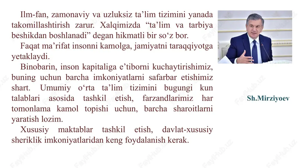 r 8 ta’lim muassasasi pedagoglari boshqaruv ob’ekti sifatida funksional vazifalar rag‘bat ishga qabul qilish va bo‘shatish kasbiy moslashuv metodik jarayon pedagog bo‘lib shakllanish 9 izohlaymiz..... 10 11 12 13 14 ish haqi saqlangan ish haqi saqlanmagan ta'til 15 16 hoxlagan paytimda sen bilan tuzilgan shartnomani bekor qilaman arizangni yoz...! 17 17 18 muayyan ishni bajarish vaqtiga tuziladi nomuayyan muddatga besh yildan ortiq bo‘lmagan muayyan muddatga mehnat shartnomalari agar mehnat shartnomasida uning amal qilish muddati ko‘rsatilmagan bo‘lsa, mehnat shartnomasi nomuayyan muddatga tuzilgan deb hisoblanadi mehnat kodeksi imtiyozlar kafolatlar mehnat shartnomasi fuqarolik kodeksi xaq evaziga bajarilgan ish 21 imtiyozlar kafolatlar fuqaroviy huquqiy shartnoma ish beruvchining muddatli mehnat shartnomasi tuzish huquqini cheklash rahbar, uning o‘rinbosarlari, bosh buxgalter bilan, korxonada bosh buxgalter lavozimi bo‘lmagan taqdirda esa, bosh buxgalter vazifasini bajaruvchi xodim bilan; bajarilajak ishning xususiyati, uni bajarish shartlari yoki xodimning manfaatlarini hisobga olgan tarzda, nomuayyan muddatga mo‘ljallangan mehnat shartnomalarini tuzish mumkin bo‘lmagan hollarda; qonunda …