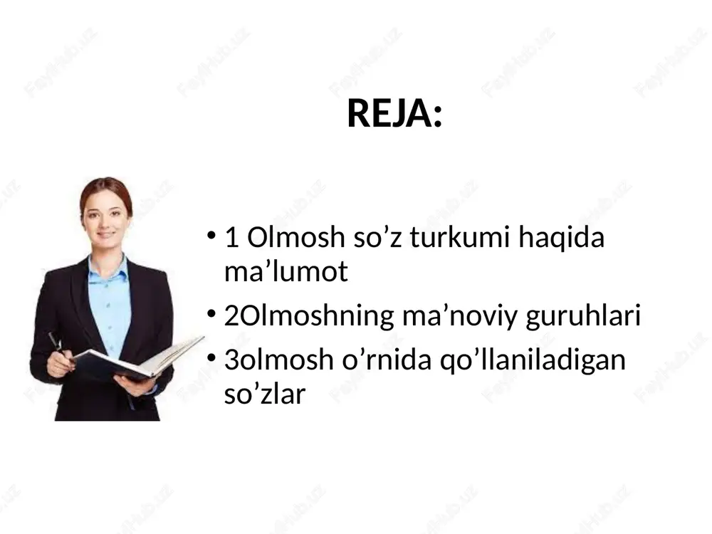 elgilash olmoshlarini hosil qiladi. hamma barcha, bari, butun olmoshlari esa shaxs, narsa, belgi, harakatlarni jamlab ifodalaydi. so’roq olmoshlariga alla-yoki –dir qo’shimchasini qo’shish yo’li bilan gumon olmoshlari hosil qilinadi. alla-qo’shimchasi so’roq olmoshlari oldidan, -dir qo’shimchasi esa so’roq olmoshlari so’ngidan qo’shiladi. har ikki qo’shimcha asos qism bilan qo’shib yoziladi. so’roq olmoshlari va bir,narsa,nima so’zlari oldidan hech so’zining qo’llanishi natijasida bo’lishsizlik olmoshlari hosil bo’ladi. hech kim,hech nima,hech qachon,hech qanday,hech qancha,hech narsa so’zlari bo’lishsizlik olmoshlari sanaladi va ular yozuvda ajratib yoziladi. bu olmoshlar ishtirok etgan gaplarning kesimi inkor shaklida bo’ladi. eski o’zbek tilida kamtarlik ifodasi sifatida men o’rnida ko’pincha kamina,kaminayi kamtaringiz,faqir,qulingiz, bandayi ojizingiz singari so’z va birikmalar qo’llangan. hozirgi o’zbek tilida ham xuddi shu ma’noda ba’zan men o’rnida kamina so’zi ishlatiladi. men olmoshi o’rnida yuqoridagi so’zlar ega vazifasida qo’llanganda, kesim ba’zan 3 shaxs shaklida,ba’zan esa 1 shaxs shaklida bo’lishi mumkin misol uchun: faqir hozir taxmin qildimkim, movarounnahrda ko’chki bosgan buloq balki shu yerga kelib …