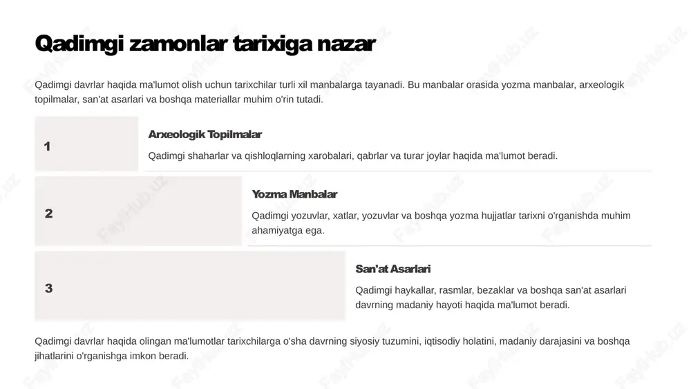 ining o'ziga xos xususiyatlari bilan boshqa madaniyatlardan ajralib turardi. 3 qadimgi xorazm madaniyati qadimgi xorazm madaniyati boy va ko'p qirrali edi. u o'ziga xos me'morchilik, san'at va hunarmandchilik bilan ajralib turardi. xorazmliklar qadimgi zamonlarda suvni boshqarish va dehqonchilik bilan shug'ullanishda mohir edilar. ular yozuv tizimini rivojlantirdilar va shu orqali o'z tarixlarini, urf-odatlarini va bilimlarini yozib qoldirdilar. qadimgi xorazmda astrologiya, matematika, tibbiyot va boshqa fanlar rivojlangan edi. 4 xorazmshohlarning yuksalishi xorazmshohlar sulolasi qadimgi xorazm hududida miloddan avvalgi iii asrda vujudga kelgan va bir necha asr davomida o'zining kuch-qudrati va madaniy taraqqiyoti bilan ajralib turgan. xorazmshohlarning yuksalishi, avvalo, ularning strategik jihatdan muhim hududni nazorat qilishi bilan bog'liq edi. xorazm sharqiy va g'arbiy o'rta osiyo o'rtasida savdo yo'llarining kesishmasida joylashgan edi, bu ularga katta boylik va ta'sir o'tkazish imkoniyatini berdi. bundan tashqari, xorazmshohlar o'z davlatlarini mustahkamlash va kengaytirish uchun harbiy kuchni rivojlantirishga e'tibor berdilar. ular kuchli armiya yaratdilar va qo'shni davlatlarga qarshi muvaffaqiyatli …