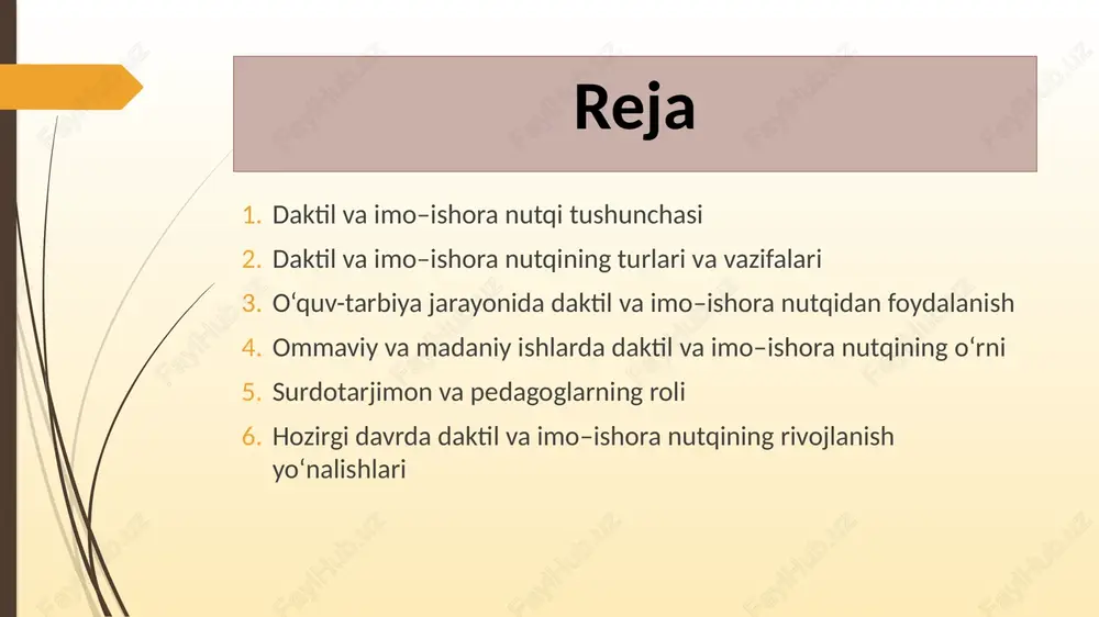 l va imo–ishora nutqidan foydalanish surdopedagogika (eshitishida nuqsoni bo‘lgan bolalar ta’limi) sohasida imo–ishora va daktil nutq o‘quv jarayonining asosiy vositasidir. ular quyidagi maqsadlarda qo‘llanadi: so‘z boyligini kengaytirish; og‘zaki nutqni o‘rganishga yordam berish; dars jarayonida mavzuni tushuntirishda aniqlik kiritish; mustaqil fikrlashni shakllantirish; o‘qish va yozuv ko‘nikmalarini rivojlantirish. o‘qituvchilar darsda imo–ishora va daktil alifbodan foydalanib, bolalarga tushunarli muhit yaratadi. natijada o‘quvchilar o‘z fikrini erkin ifoda etish, savol-javoblarda qatnashish imkoniga ega bo‘ladilar. ommaviy va madaniy ishlarda daktil va imo–ishora nutqining o‘rni bugungi kunda televideniye, madaniy tadbirlar, konsertlar, teatr sahnalari va ijtimoiy aksiyalarda surdotarjima keng joriy etilmoqda. bu orqali eshitishida nuqsoni bo‘lgan fuqarolar madaniy hayotdan chetda qolmaydilar. masalan: televizion dasturlarni imo–ishora orqali tarjima qilish; madaniy tadbirlarda surdotarjimon ishtirokida nutqlarni yetkazish; ijtimoiy loyihalarda imo–ishora kurslarini tashkil etish; yoshlar o‘rtasida imo–ishora tanlovlari va san’at festivallarini o‘tkazish. bu jarayonlar eshitishida nuqsoni bo‘lgan shaxslarni ijtimoiy faollikka undaydi, ularning jamiyat bilan integratsiyasini kuchaytiradi. surdotarjimon va pedagoglarning roli daktil va …