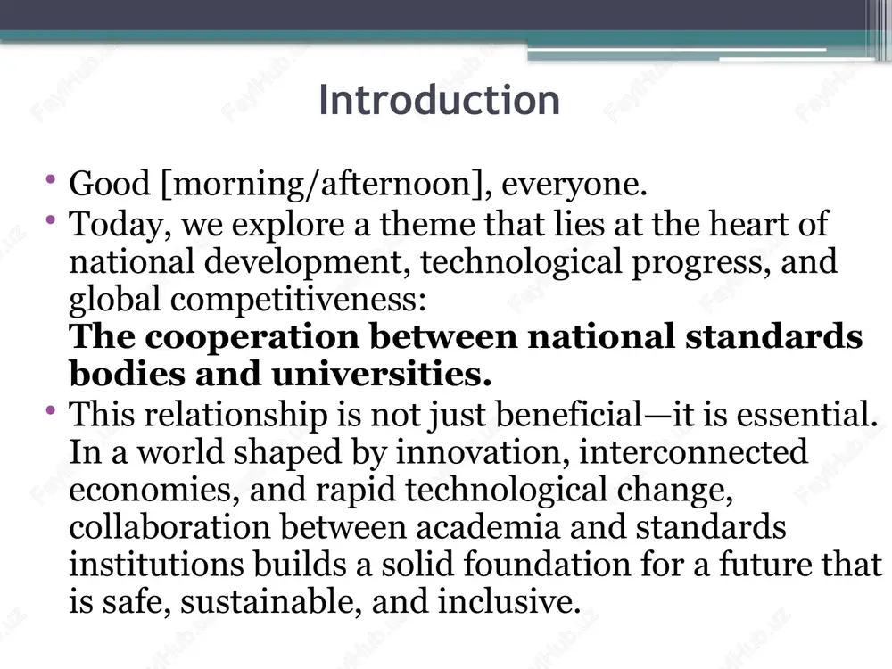 research relevance: standards bodies provide access to current technical challenges and national priorities. industry links: cooperation creates opportunities for internships, projects, and joint innovation. 🏛️ 2. for standards bodies: access to expertise: universities offer cutting-edge research and technical expertise. youth engagement: early exposure to standards builds a pipeline of skilled professionals. evidence-based policy: academic research supports data-driven standard development. 🌍 3. for society: better innovation: standards-aligned research accelerates market adoption. workforce readiness: graduates are better prepared for industry, governance, and global collaboration. public trust: products and technologies developed in line with standards ensure safety and quality. part iv: real-world examples in germany, din partners with universities to run “standards in education” programs that include standards in engineering and business courses. iso supports academic involvement through the "iso research and innovation" network to ensure that new scientific knowledge informs global standards. in developing countries, standards bodies and universities collaborate on national …