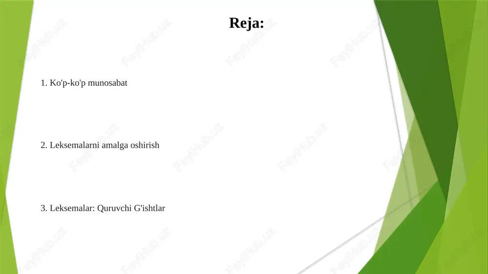 latadi. so'z - bu lexema'ning grammatik xususiyatlari (masalan, zamon, son va hokazo) bilan birga kelgan aniq bir misolidir. leksemalar va sintaksis leksema - bu ma'noning mavhum birligi, so'z esa ma'lum bir kontekstda uning konkret namoyon bo'lishi. bir lexema bir nechta so'z shakllariga ega bo'lishi mumkin, masalan, zamon, son yoki holat kabi grammatik omillarga bog'liq. leksemalar tilning asosiy qurulish bloklari, so'zlar esa nutq va yozuvda ishlatiladigan haqiqiy birliklardir. xulosa leksema va so'z o'rtasidagi munosabat, reja va undan qurilgan uyga o'xshaydi – reja tushunchani, uy esa uning aniq namoyon bo'lishini ifodalaydi. leksema, bir so'zning olishi mumkin bo'lgan barcha shakllarini o'z ichiga oladi, so'z esa leksamaning o'ziga xos misolidir. leksema - bu ma'noning mavhum birligi, so'z esa ma'lum bir kontekstda uning aniq ko'rinishi. leksemalar va infleksiya infleksiya so'zning shaklini o'zgartirib, grammatik xususiyatlarni ko'rsatadi, lekin asosiy leksima o'zgarmaydi. leksema, ma'no jihatidan abstrakt birlik bo'lib, masalan "yugurish" tushunchasi kabi. so'z bu leksimaning aniq ifodasi, masalan, …