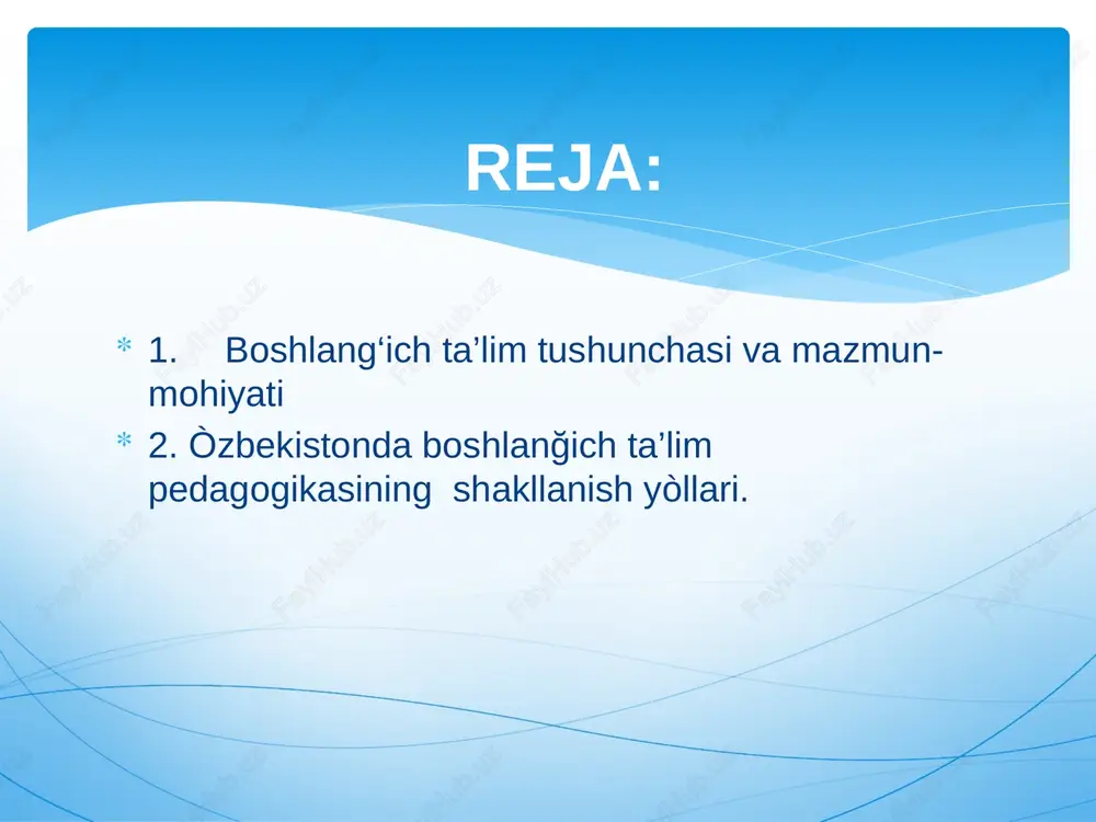 driyatlar, mehnatga munosabat, insoniylik fazilatlarini singdirish; • rivojlantiruvchi funksiyasi – tafakkur, nutq, e’tibor, xotira va estetik didni shakllantirish; • ijtimoiylashtiruvchi funksiyasi – jamiyat hayotida faol ishtirok etishga tayyorlash. boshqa bosqichlardagi ta’limdan farqli ravishda, boshlang‘ich ta’limda o‘quv faoliyati elementlari, kommunikativ ko‘nikmalar, hamkorlikda ishlash, shaxsiy gigiyena, ekologik madaniyat, ijtimoiy mas’uliyat kabi yondashuvlar sinf ichida bosqichma-bosqich rivojlantiriladi. “umumiy pedagogika” darsligida (f.rasulova tahriri ostida) qayd etilishicha, boshlang‘ich sinf o‘quvchisi katta yoshdagidek bilimni mustaqil tahlil qilib olishga hali qodir emas, shuning uchun bu davrdagi o‘qitish ko‘proq ko‘rgazmalilik, izchillik, takrorlash va ko‘nikmalarni bosqichma-bosqich rivojlantirish tamoyillariga tayanadi. boshlang‘ich ta’limning mazmuni davlat ta’lim standarti asosida shakllanadi. unda quyidagi asosiy yo‘nalishlar qamrab olinadi: • ona tili va adabiyot • matematika • tabiiy fanlar (atrof-muhit) • texnologiya • musiqa, jismoniy tarbiya, tasviriy san’at va boshqalar. shuningdek, zamonaviy ta’lim konsepsiyalarida boshlang‘ich bosqichda integratsiyalashgan yondashuvlar, steam (fan, texnologiya, muhandislik, san’at va matematika) asosidagi metodikalar ham keng qo‘llanilmoqda. yuqorida qayd etilganidek, boshlang‘ich ta’lim …
