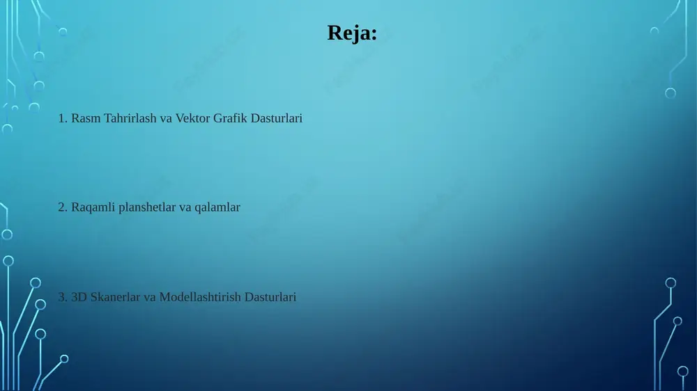 aylantiradigan dastur. bu asboblar ko'pincha sensorli ekranlar, styluslar yoki rasmni aniqlash kabi xususiyatlardan foydalanadi. grafik planshetlar qo'l yozuvi va imzo qabul qilish aniq rasm tahrirlash va dizayn grafik kirish uchun ixtisoslashtirilgan dasturiy ta'minot maxsus vositalar, masalan, chizish vositalari, rasm tahrirlash vositalari va 3d modellash dasturlari kabi grafik ma'lumotlarni kiritish uchun aniq funktsiyalarni taqdim etadi. maxsus dasturiy ta'minot foydalanuvchilarga grafik ma'lumotlarni yaratish, tahrirlash va boshqarish imkonini beradi. kengaytirilgan reallik (ar) kirish qurilmalari qo'lni kuzatish: foydalanuvchilarga ar tajribalar bilan tabiiy qo'l ishoralari yordamida o'zaro ta'sir qilish imkonini beradi. 3d ob'ektlarni ar muhitda yaratish va boshqarish imkonini beradi. biometrik kirish qurilmalari qo'llanmalarga kirish nazorati, vaqt va ishtirokni kuzatish va xavfsiz kirish tizimlari kiradi. biometrik kirish qurilmalari shaxsiyatni aniqlash va tasdiqlash uchun noyob jismoniy xususiyatlarni qayd etadi. tegib tushishli aks ettirish qurilmalari haptik fikrlash qurilmalari foydalanuvchilarga tebranishlar yoki bosim kabi jismoniy hissiyotlarni taqdim etadi. ular grafik interfeyslar bilan foydalanuvchi o'zaro ta'sirini teginish o'lchamini qo'shish …