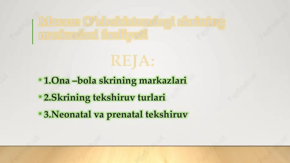 : 1. o‘zbekiston respublikasi sog‘liqni saqlash vazirligi va “sog‘lom avlod uchun” jamg‘armasining “pribori oy” firmasidan (finlyandiya) skrining tadqiqotlari uchun diagnostika to‘plamlarini sotib olish to‘g‘risidagi taklifiga rozilik berilsin. 2. quyidagilar: 1998—2001-yillar davrida “ona va bola skriningi” dasturi doirasida tashkil etilgan skrining markazlari “wallas oy” kompaniyasining (finlyandiya) diagnostika apparatlari, tashkiliy texnika va kommunikatsiya vositalari bilan jihozlanganligi; 2004-yilda “wallas oy” kompaniyasining (finlyandiya) rasmiy eksklyuziv vakili hisoblanadigan “pribori oy” firmasi (finlyandiya) bilan “sog‘lom avlod uchun” jamg‘armasi o‘rtasida skrining tadqiqotlari o‘tkazish uchun reaktivlar yetkazib berish yuzasidan kontrakt tuzilganligi; “pribori oy” firmasi bilan tuzilgan 1,1 mln. aqsh dollari summasi miqdoridagi kontraktni moliyalashtirish “pribori oy” firmasi tomonidan 1 yil muddatga beriladigan foizsiz tovar krediti hisobiga amalga oshirilishi ma’lumot uchun qabul qilinsin. 3. o‘zbekiston respublikasi tashqi iqtisodiy aloqalar agentligi yuqorida ko‘rsatilgan kontraktni belgilangan tartibda ekspertizadan o‘tkazsin. 4. o‘zbekiston respublikasi moliya vaziri “sog‘lom avlod uchun” jamg‘armasining ko‘rsatib o‘tilgan tovar krediti bo‘yicha “pribori oy” firmasi oldidagi majburiyatlari yuzasidan kafolatni o‘zbekiston …