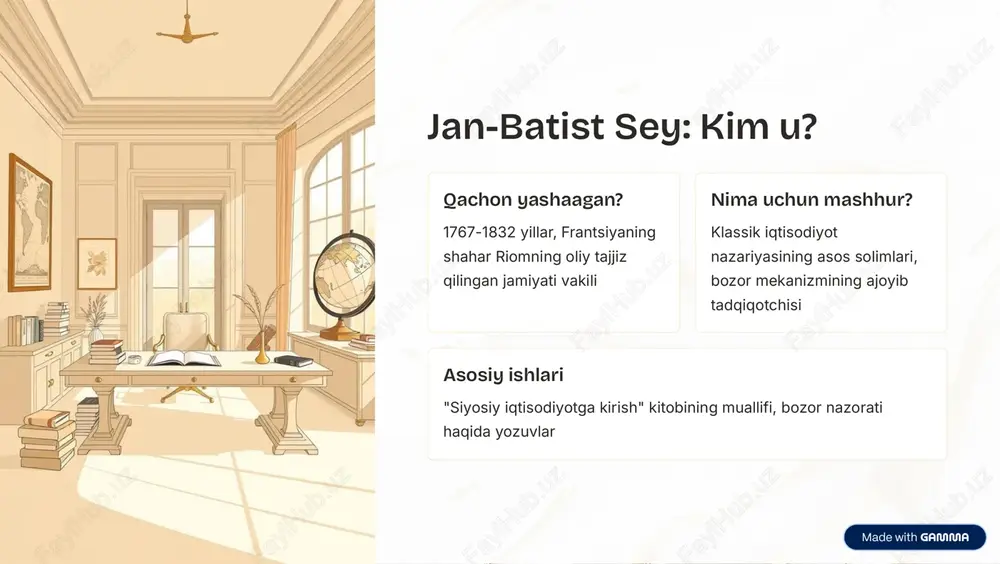 zadi https://gamma.app/?utm_source=made-with-gamma bugungi kunda qonunning dolzarbligi qolgan asosiy tamoyillar talab va taklif bozor qiymatini belgilaydi - bu asosiy haqiqat saqlanib qoldi. mikroiqtisodiyotda kuchli model amalda o'zgartirilgan zamonaviy iqtisodiyotda davlat regulyatsiyasi, monopoliyalar va axborot asimmetriyasi qonunni murakkablashtiradi https://gamma.app/?utm_source=made-with-gamma zamonaviy iqtisodiyotga ta'siri qiymat teoreiyasi bozor qiymati talab-taklif orqali belgilanadi mikroiqtisodiyot shaxsiy firmalar va iste'molchilar qulaylikni maksimallashtiradi iqtisodiy o'sish raqobat va inovatsiya iqtisodiyotning harakati global bozor talab-taklif qonuni xalqaro savdoda ham ishlaydi cheklash omillari davlat regulyatsiyasi va monopoliyalar qonunni o'zgartiradi https://gamma.app/?utm_source=made-with-gamma afzalliklari va cheklovlari afzalliklari cheklovlari samarali resurslar taqsimoti monopoliyalar raqobatni buzadi sust davlat aralashuvi axborot asimmetriyasi raqobatga asoslangan innovatsiya tashqi oqibatlar e'tiborga olinmaydi iste'molchining erkinligi ijtimoiy tengsizlik https://gamma.app/?utm_source=made-with-gamma xulosa va asosiy xulosalar klassik ekan ham... "bozorlar qonuni" iqtisodiyotning asosiy tamoyillarini tushuntiradi haqiqiy dunyoda... qonun murakkablashtiriladigan ko'plab omillar va cheklashlar mavjud natija: muvozanatlangan ko'rinish sey qonuni mikroiqtisodiyotda kuchli, makroiqtisodiyotda davlat regulyatsiyasi kerak https://gamma.app/?utm_source=made-with-gamma