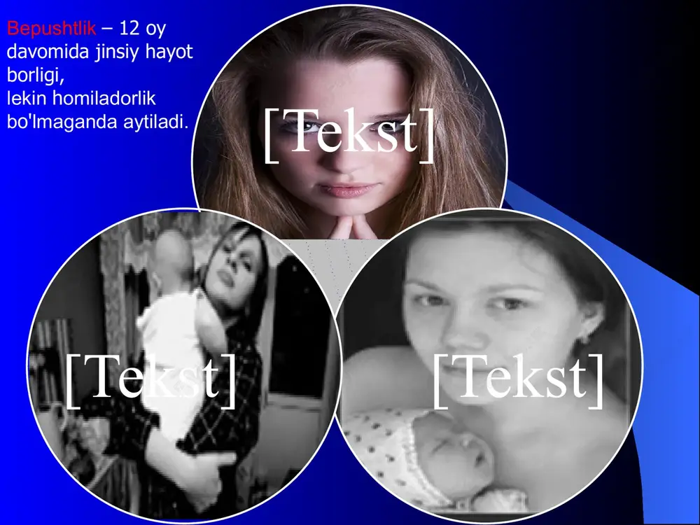 bu temperatura chizigi 2 fazali deb nomlanib, normal ovulyatsiyali menstrual sikldan dalolat beradi. menstrual sikl davomida bazal temperatura 37 s gacha saklansa, bu monofazali (bir fazali) deb nomlanadi. ovulyatsiya yo'qligidan bo'ladi. bazal haroratni va o’lchash bazal temperatura – asosan to'g'ri ichakda (ogizda yoki kinda xam) o'lchanadi. bir vaqtning o'zida faqat bir soxada butun menstrual sikl davomida 1 sohada birta gradusnik bilan 4-5 sm ga to'gri ichakka kiritiladi 2-3 menstrual sikl davomida 5-7 minut davomida ertalab uyqudan keyin joydan turmasdan 1vaqtda bazal harorat va o'lchash bazal harorat. gormonal tekshirishlar o'tkazish maqsadi. gormonlarni aniqlash 2 – 5 va 20-23 kun menstrual siklida. gormonal o'zgarish xarakterini baxolash maqsadida gormonal sinamalar ham o'tkaziladi. tuxumdon funktsiyasini baxolash endokrin bezlar funktsiyasini baxolash qondagi gormonlar kontsentratsiyasining aniqlash gsg gsg (gisterosalpingografiya) ko'p qo'llaniladigan rengenologik usul hisoblanib, bachadon bo'shligi va bachadon naylariga kontrast modda yuborilib rengenogramma qilinadi. kontrast moddaning qorin bo'shligiga to'kilishi naylar o’tkazuvchanligidan dalolat beradi. bundan tashqari gsg …
