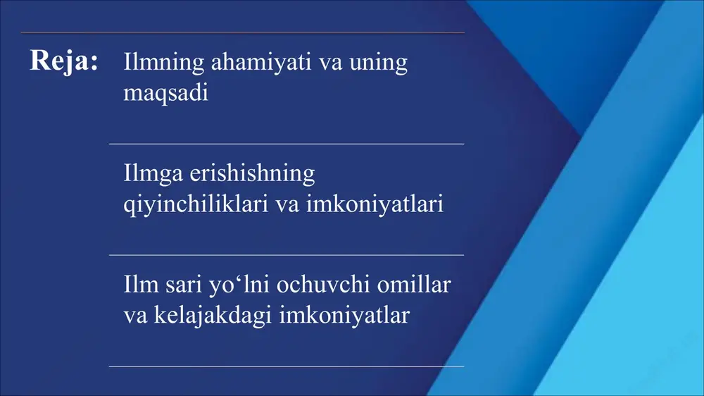 sari yo‘l har bir inson uchun o‘zining salohiyatini namoyon qilish, dunyoqarashini kengaytirish va jamiyatga foyda keltirish uchun muhim ahamiyatga ega. ilmning rivojlanishiga to‘sqinlik qiladigan qiyinchiliklar mavjud bo‘lsa-da, ilm-fan va texnologiyalarni rivojlantirish orqali bularni yengish mumkin.