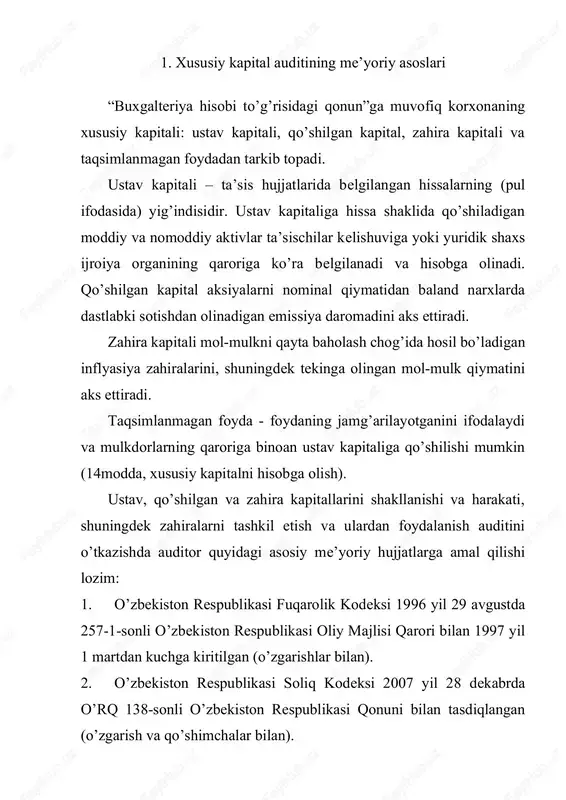 i qonuni 1996 yil 26 aprelda qabul qilingan (o’zgarish va qo’shimchalar bilan). 4. "mas’uliyati cheklangan va qo’shimcha mas’uliyatli jamiyatlar to’g’risida"gi o’zbekiston respublikasi qonuni. 2001 yil 6 dekabrda qabul qilingan (o’zgarish va qo’shimchalar bilan). 5. "fermer xo’jaliklari to’g’risida"gi o’zbekiston respublikasi qonuni 1998 yil 30 aprelda qabul qilingan (o’zgarishlar bilan). 6. "dehqon xo’jaliklari to’g’risida"gi o’zbekiston respublikasi qonuni 1998 yil 30 aprelda qabul qilingan (o’zgarishlar bilan). 7. "faoliyatning ayrim turlarini lisenziyalash to’g’risida"gi o’zbekiston respublikasi qonuni 2000 yil 25 mayda qabul qilingan (o’zgarish va qo’shimchalar bilan). 8. "buxgalteriya hisobi to’g’risida"gi o’zbekiston respublikasi qonuni. 1996 yil 30 avgustda qabul qilingan. 9. "auditorlik faoliyati to’g’risida"gi o’zbekiston respublikasi qonuni. 2000 yil 26 mayda qabul qilingan (o’zgarish va qo’shimchalar bilan). 10. o’zbekiston respublikasi moliya vazirligining 2002 yil 27 dekabrdagi 140-sonli buyrug’i bilan tasdiqlangan "moliyaviy hisobot shakllari va ularni to’ldirish qoidalari" (o’zgarish va qo’shimchalar bilan). 11. o’zbekiston respublikasi moliya vazirligi va davlat soliq qo’mitasi tomonidan 2002 yil 17 aprelda …