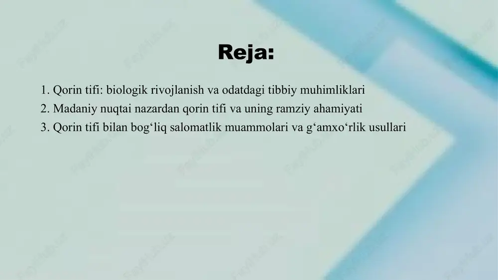 ngdek, emlash muhim ahamiyatga ega. odatiy tibbiy muammolar va qorin tifi bilan bog‘liq muhim tekshiruvlar qorin tifida uchraydigan odatiy tibbiy muammolarga quyidagilar kiradi: yuqori harorat, bosh og‘rig‘i, umumiy holsizlik, oshqozon-ichak muammolari (ko‘ngil aynishi, qayt qilish, diareya yoki qattiq ich qotishi), shuningdek, jigar va taloq o‘sishi, terining rang o‘zgarishi va qonniy immun javoblarining buzilishi. kasallikning og‘ir shakllarida ichak perforatsiyasi, qon ketish, sepsis va boshqa hayot uchun xavfli asoratlar yuzaga kelishi mumkin. laborator tekshiruvlar eng asosiy diagnostika vositasidir. qon va siydik namunalarida bakteriya mavjudligini aniqlash uchun mikrobiologik tadqiqotlar o‘tkaziladi. qon madaniyati (kulturasi) orqali salmonella typhi aniqlansa, kasallik tasdiqlanadi. biroq, bu usul kasallikning dastlabki bosqichlarida har doim ham samara bermasligi mumkin. shuningdek, najas (axlat) va tomoq yallig‘lanishi paytida olingan shilliq qavat namunalarida bakteriyani qidirish ham amalga oshiriladi. qorin tifi diagnostikasida bir nechta muhim tekshiruvlar o‘tkaziladi. avvalo, bemorning klinik belgilari va epidemiologik holati, ya’ni kasallik tarqalgan hududlarga sayohat qilgani yoki iflos suv va oziq-ovqat …