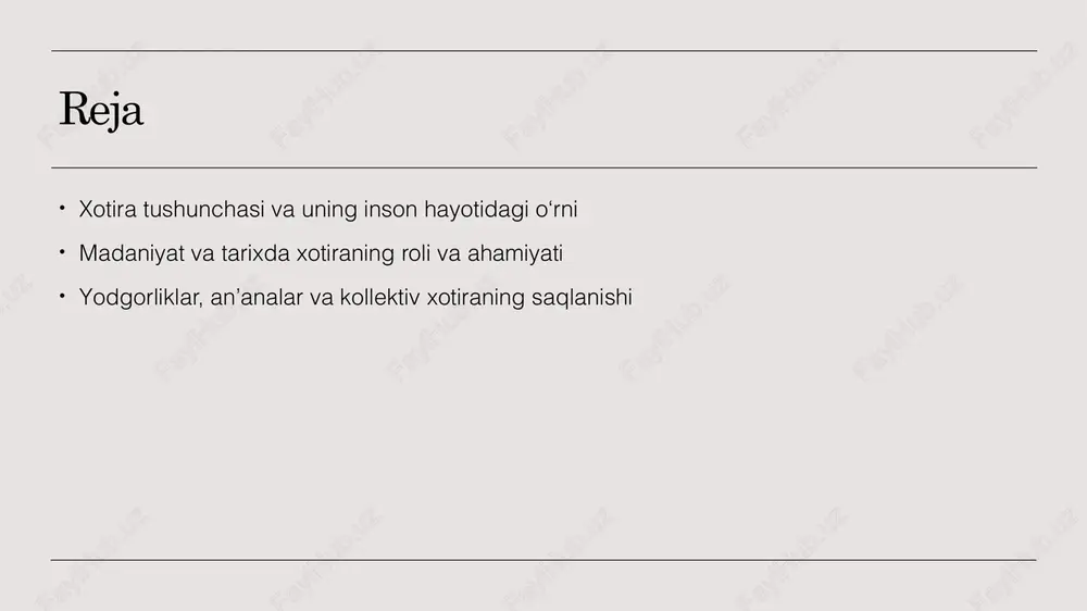 odgorliklar: madaniyat va tarixdagi xotiraning uzviyligi madaniy meros xotira va qadriyatlar zamonaviy usullar tarixiy yodgorliklar va madaniyat elementlari, avloddan-avlodga uzatiladigan kollektív xotiraning muhim qismidir. ular xalqning o‘zligini va tarixiy davomiyligini ta’minlaydi. madaniy va tarixiy yodgorliklar, xalqlarning qadriyatlari va anʼanalarini saqlashda muhim rol o‘ynaydi. ular milliy identitet va madaniyatning uzluksizligini mustahkamlashga yordam beradi. texnologiyalar yordamida yodgorliklar va tarixiy yodlar saqlanmoqda. bu usullar kollektív xotirani kengroq tarqatish va yosh avlodga etkazishda muhim ahamiyat kasb etadi. madaniyat va tarixda xotiraning shakllanishi va rivojlanishi madaniyat va tarixda xotiraning shakllanishi madaniyat va tarix davomida kollektiv xotira shakllanadi, xalq anʼanalari, urf-odatlar va yodgorliklar orqali avloddan-avlodga uzatiladi. tarixiy voqealar va yodgorliklar tarixiy joylar va yodgorliklar milliy identitetni mustahkamlashda muhim rol o‘ynaydi, ular xalqning tarixiy tajribasi va madaniyatining ajralmas qismi hisoblanadi. rivojlanish va o‘zgarishlar xotira va madaniyatning shakllanishi doimiy rivojlanishda bo‘lib, zamonaviy texnologiyalar va global aloqalar orqali kollektiv esdaliklar kengayib, kuchaymoqda. xotiraning madaniy merosni saqlashdagi o‘rni va ta’siri …