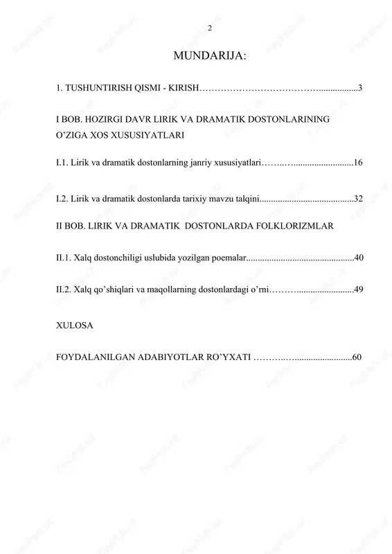 tushib olish davri xisoblanadi. bu davrda oybekning “dilbar davr qizi”, “temirchi jo’ra”, “navoiy”, g’. g’ulomning “ko’kan”, h.olimjonning “oygul bilan baxtiyor”, “semurg’ yoki parizod va bunyod”, mirtemirning “suv qizi”, “ajdar”, “farg’ona”, s. jo’raning “zangori gilam”, a. muxtorning “adolat” kabi dostonlari dunyo yuzini ko’rdi. to’g’ri, ulardan ba’zilari (misol uchun g’.g’ulomning “ko’kan”) davr chig’iriqlaridan o’tmagan bo’lsa-da, o’z zamoni uchun go’yat dolzarb mazmun kasb etgan. bunday asarlar hozirda zamonasoz asarlar qatoridan o’rin olgan bo’lsa ham badiiyligi jihatdan yashashda davom etmoqda. xx asrning 60-80 yillari dostonchilik rivojidagi yangi davr hisoblanadi. chunki bu adabiyotimiz maydoniga kirib kelgan shoirlarimiz endi xalqning ko’nglida yashirinib yotgan dardlarni, ijtimoiy voqeligimiz manzaralarini qalamga ola boshladilar. ayni paytda lirik va liro-epik poemaning yangi janr ko’rinishlari: qasida-doston, tarixiy doston, doston-xronika, ocherk-doston, publististik doston singarilar vujudga keldi. a.muxtorning “mangulikka daxldor”, zulfiyaning “quyoshli qalam”, m.shayxzodaning “toshkentnoma”, j.jabborovning “quyosh yurti”, shukrulloning “mardlik va vafo haqida ertak”, e.vohidovning “nido”, “orzu chashmasi”, “toshkent sadosi”, “quyosh maskani”, “ruhlar isyoni”, …