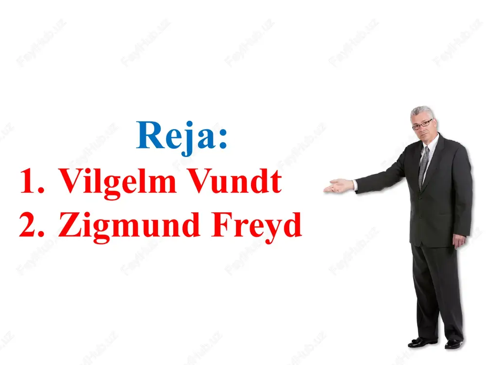 ng, gimnaziya vundt uchun «azob-uqubatlar maktabi»ga aylandi. vilgelmning baholari juda yomon edi, u sinfdoshlaridan ortda qolardi, ustozlar uning ustidan kulishardi. 6 bir yil o’tgach, ota-onasi uni gaydelbergdagi gimnaziyaga o’tkazdilar. bu yerda u do’stlar orttirdi, o’qish hamda qadimgi tillarni – lotin, yunon, ibroniy (yahudiy) o’rganish bilan muntazam shug’ullana boshladi, umuman, u bilim yo’liga kirdi. asta-sekin, vundt xayolotga berilishini nazorat va boshqarishni o’rgandi va hatto maktabda mashhur bo’lib ketdi. u o’zining intellektual qiziqish va qobiliyatlarini rivojlantirdi va 19 yoshida maktabni tugatib, universitetga kirishga tayyor edi. 7 shu maqsadda u 1851 yilda tyubingenga keldi, u yerda amakisi anatom fridrix arnold universitetda ishlardi. ammo vilgelm bu yerda atigi bir yil o’qidi. tyubingenda u fiziolog bo’lishga qaror qildi, bir yil o’tgach, vundt gaydelbergga ko’chib o’tdi. u gaydelberg universitetida uch yarim yil o’qidi. vundt gaydelbergda o’qishning birinchi yilini anatomiya, fiziologiya, fizika, kimyo va amaliy tibbiyotga bag’ishladi. 1853 yilda kimyogar bunzenning qiziqarli ma’ruzalari hamda tajribalari namoyishi ta’siri …