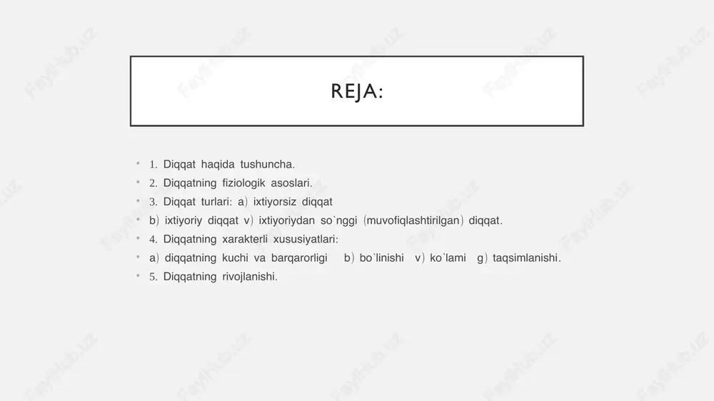 maqsadga bo`ysundirilgan bo`ladi. o`quvchining biron boshqa narsaga chalg`imasdan o`quv materialining mazmuniga zehn qo`yib o`tirishida uning psixik faoliyatining yo`nalishi ifodalanadi psixik faoliyatning yo`naltirilishi deganda ana shu faoliyatning tanlashgina tushunilib kelmay, balki ana shu tanlanganni saqlab va qo`llab-quvvatlash tushuniladi. o`quvchilar diqqatini jalb qilish qiyinligini har qanday pedagog biladi. buning uchun maxsus pedagogik usullardan foydalanish zarur bo`ladi.diqqatda psixik faoliyatning yo`naltirilishi bilan birga uning to`planishi mazkur faoliyatga hech qanday aloqasi bo`lmagan boshqa narsalardek, hamma faoliyatdan diqqatni chalg`itish demakdir. diqqatning bir joyga to`planishi deganda mazkur faoliyatga butunlay berilish, unga ozmi - ko`pmi chuqur e`tibor berish tushuniladi. qandaydir bir suratli kitobni tez ko`rib chiqish maqsadida uni varaqlab chiqish mumkin. bunday holda diqqatning to`planishi kuchli bo`lmaydi. birorta qiyinroq kitobni undagi har bir bayon qilingan fikrni tushunib olishga intilib va undagi murakkab masalani boshidan oxirigacha tushunib olish har tomonlama o`zaro munosabatlarni qarab chiqish maqsadida uqish mumkin. bu holatdagi diqqatning to`planishi juda kuchli bo`ladi.masalan: uyga topshiriq berilgan inshoni yozib …