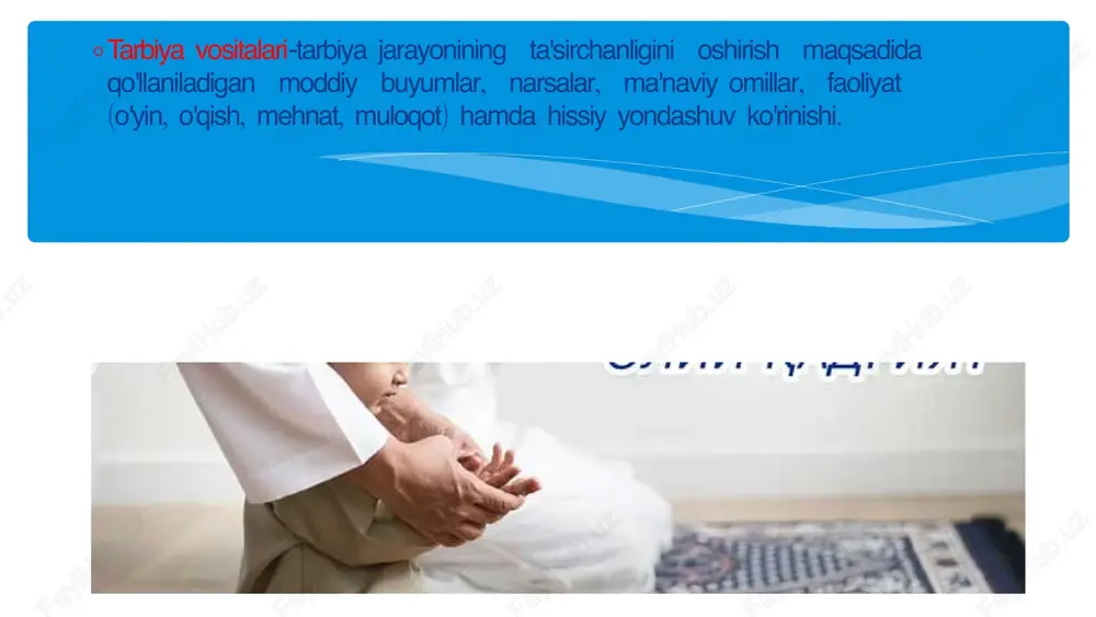 ota-onaninng yuksak mas'uliyatni his qilishiga bog'liq. milliy o'yinlar – bo'sh vaqtni unumli va maroqli o'tkazishga qaratilgan, har bir shaxsni aqlan raso va jismonan sog'lom bo'lishga undaydigan, ko'tarinki ruh hamda kayfiyat ulashuvchi, mardlikka, epchillikka, chaqqonlikka qolaversa, ezgulikka chorlovchi tarbiya vositasidir. bizgacha yetib kelgan xalq milliy o'yinlari haqida bir nechta olim-u mutafakkirlarimiz qimmatli ma'lumotlar yozib qoldirishgan. xususan, mahmud qoshg'ariy o'zining «devoni lug'oti- turk» asarida xalq o'yinlarning 150ga yaqinini tilga olib, ulardan 20 tasiga ta'rif beradi. o'quvchining milliy g'ururi", "o'zbekiston o'quvchisining vatanparvarligi", "o'quvchining milliy odobi", "o'quvchi milliy vijdoni", "o'quvchining millatlararo muloqot madaniyati", "o'quvchining milliy mafkuraviy ongliligi' milliy tarbiyalanganlik mezonlari e’tiboringiz uchun raxmat image1.png image2.svg image3.png image4.jpeg image5.jpeg image6.jpeg image7.jpeg image8.jpeg image9.jpeg image10.jpeg image11.jpeg image12.jpeg image13.jpeg image14.jpeg /docprops/thumbnail.jpeg