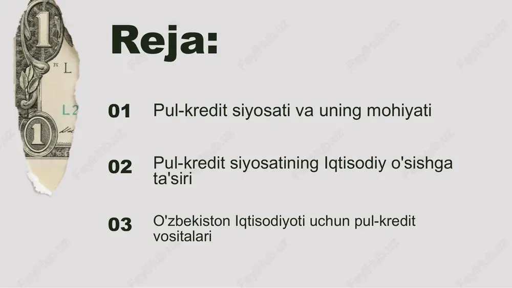 a ochiq bozor operatsiyalarini oladi. bu vositalar orqali markaziy bank iqtisodiyotda pul ta'minotini boshqaradi. masalan, foiz stavkalarini kamaytirish, iqtisodchilar tomonidan biznes investitsiyalarini oshirishga imkon yaratar ekan, bu esa iqtisodiy o'sishni tezlashtirishi mumkin. pul-kredit siyosatining asosiy vositalari o'zbekiston iqtisodiyotida pul-kredit siyosati iqtisodiy o'sishni rag'batlantirishda muhim rol o'ynaydi. bu siyosat orqali moliyaviy resurslar va mablag'lar boshqariladi. asosiy vositalar orasida bank foiz stavkalari, rezerv talablar va ochiq bozorda operatsiyalar kiradi. ular iqtisodiy faoliyatni barqarorlashtirish va inflyatsiyani nazorat qilish uchun qo'llaniladi. masalan, bank foiz stavkalarini pasaytirish kredit olishni osonlashtiradi, bu esa investorlarning faoliyatini oshiradi va iqtisodiy o'sishni kuchaytiradi. iqtisodiy o'sishga ta'siri tahlili pul-kredit siyosatining asosiy vositalari iqtisodiy o'sishga ta'siri pul-kredit siyosati orqali iqtisodiy o'sishni rag'batlantirish uchun foiz stavkalari va mablag' oqimlari nazorat qilinadi. ushbu vositalar orqali iqtisodiyotda investitsiyalar va iste'mol talabini oshirish maqsad qilinadi. to'g'ri boshqarilgan pul-kredit siyosati iqtisodiy o'sishni kuchaytiradi. bu iqtisodiy barqarorlikni ta'minlash va inflyatsiyani nazorat qilishda ham muhim rol o'ynaydi. inflyatsiyaga …