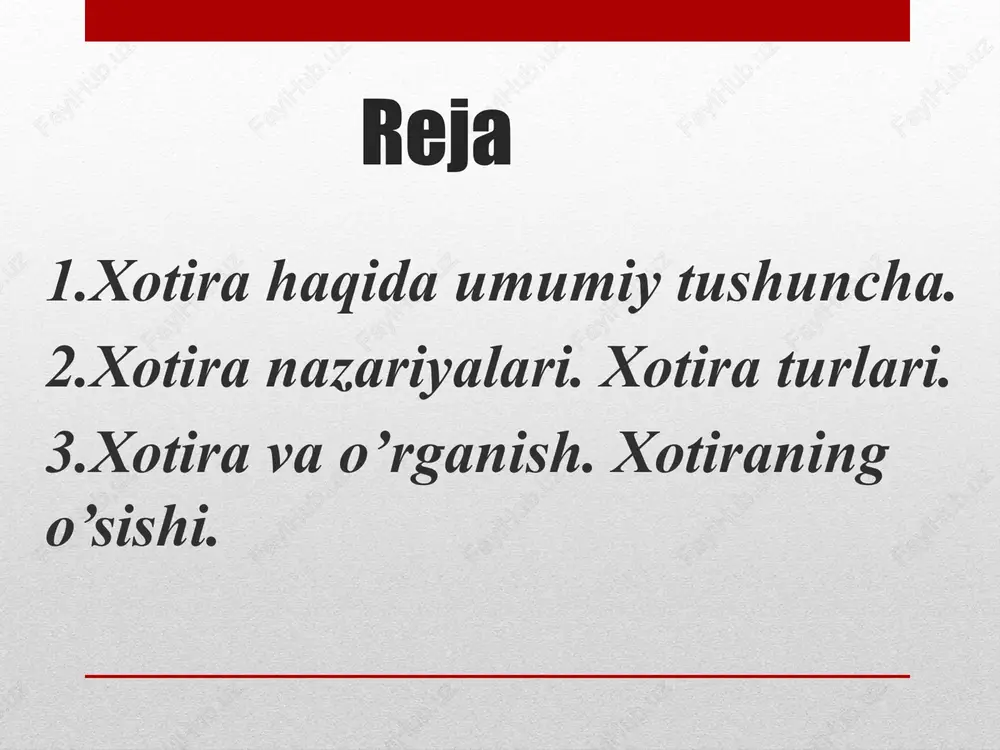 kda. anna shu kontsepsiyaga muvofik esda olib qolish, esda saqlash va qayta esga tushirish jarayonlarining amalga oshirilishi sub`ekt faoliyatida anna shu material qanday o’rinda turishi bilan belgilanadi. xotira mashqi xotiraning har xil turlarini ajratishda eng umumiy asos qilib xotira harakteristikasining esda olib qolish va qayta esga tushirish jarayonlari amalga oishiriladigan faoliyat xususiyatlariga bog’liqligi olinadi. bunda xotiraning ayrim turlari uchta asosiy mezonga muvofiq ravishda bo’linadi. ko’proq faoliyatda ko’rinadigan psixik aktivlik harakteriga qarab, xotirani harakat, emotsional obrazli, va mantiqiy xotira turlariga bo’linadi. faoliyat maqsadi harakteriga ko’ra, ixtiyorsiz va ixtiyoriy xotira turlariga bo’linadi. materialni qancha vaqt esda olib qolish va esda saqlsh muddatiga qarab (faoliyatda xotiraning roli va o’rni jixatidan) qisqa muddatli, uzok muddatli va operativ xotira turlariga bo’linadi. inson faoliyatining har xil turlarida psixik aktivlikning turlicha ko’rinishlari ustun turishi mumkin. masalan, harakat emotsional, sensor inteluktal psixik aktivlik turlari. anna shu psixik aktivlik turlairning har biri tegishli harakatlar va ularning maxsulotlarida ifodalanadi. harakatlarda …