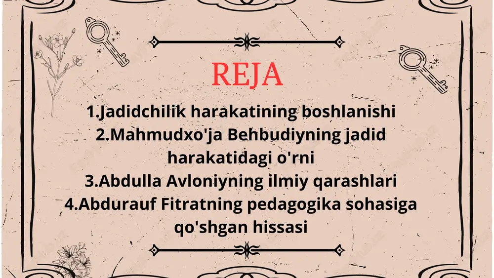 hi -shogirtlarni urish va so'kish befoydaligi behbudiy behbudiy turkistonda jadidchilik harakati asoschisi atoqli jamoat arbobi, islomshunos olim behbudiy 1875-yil 19-yanvarda samarqandda diniy ulamo oilasida tavallud topgan. behbudiy yurtimizda "usuli jadid" maktablari ochilishiga katta hissa qo'shgan inson hisoblanadi. u maktablar ochilishi uchun bor kuchini sarflaydi, bu maktablarni kerakli darslik bilan ta'minlashda ham birinchilardan bo'ladi vagf bepul kutubxonalar tashkil qiladi. behbudiy bu maktablar uchun bir necha darsliklar yozadi. *muxtasari tarixi islom(islomning qisqacha tarifi) *madxali jo'g'rofiya umroniy(islomning qisqacha tarixi) amaliyoti islom behbudiy axloq va tarbiyaning asosi maktab,barcha ilmning boshi va ibtidosi maktab saodatning fozil insonning ma'naviy chashmasi maktab degan aqidaga amal qilardi. behbudiy ijodiy faoliyatida bosh masala-turkistonda maorif taraqqiyoti. u dunyoda turmoq uchun dunyoviy fan va ilm lozimdir deb hisoblaydi. behbudiy turkistonda ilmsizlik jaholatidan qutqarish uchun eski maktabni isloh qilish zarurligini isbotlab, usuli jadidga asos soldi. behbudiyning g'oyalari milliy pedagogika tarixiga qo'shilgan ulkan hissadir. uning pedagogik fikrlari faqat u yashagan davr uchungina emas …