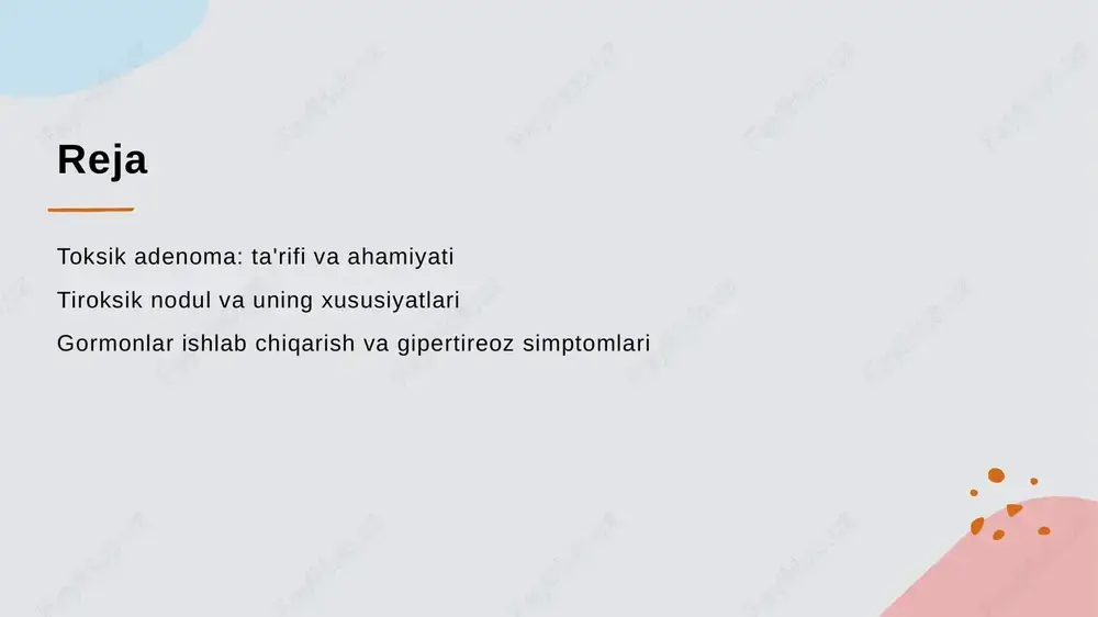 terapiyasi va dori-darmonlar bilan amalga oshiriladi. har bir usulning o'ziga xos afzalliklari mavjud. 2 operativ davolash - toksik adenomaning katta o'lchamida yoki kompleks holatlarda jarrohlik aralashuvi tavsiya etiladi. bu usul, odatda, adenomaning to'liq olib tashlanishini ta'minlaydi. 3 radioaktiv yod - radioaktiv yod terapiyasi, toksik adenomaning faoliyatini pasaytirish uchun qo'llaniladi. bu usul, ko'pincha, jarrohlikdan keyin yoki alternativ sifatida tanlanadi. 4 dori-darmonlar - dori-darmonlar, masalan, tiroidni inhibe qiluvchi preparatlar, gipertireoz simptomlarini boshqarishda foydalidir. ular, shuningdek, operatsiyadan oldin tayyorlovda ham ishlatiladi. tiroksik nodul: ta'rifi va turlari. tiroksik nodul, benign o'simta bo'lib, tiroid g'andida gormoni mustaqil ishlab chiqarishga qodir. ular asosan quyidagi turlarga bo'linadi: toxik adenoma, toksik multinodulyar goiter va toksik nodulyar goiter. ushbu nodullar gipertiroidizmga olib kelishi mumkin. photo by noah buscher on unsplash tiroksik nodulning rivojlanishi va o'ziga xos xususiyatlari. 1 tiroksik nodul ta'rifi tiroksik nodullar, tiroid bezida joylashgan benign o'smalardir, ular o'z-o'zidan gormonlar ishlab chiqaradi va gipertireozga olib kelishi mumkin. 2 …