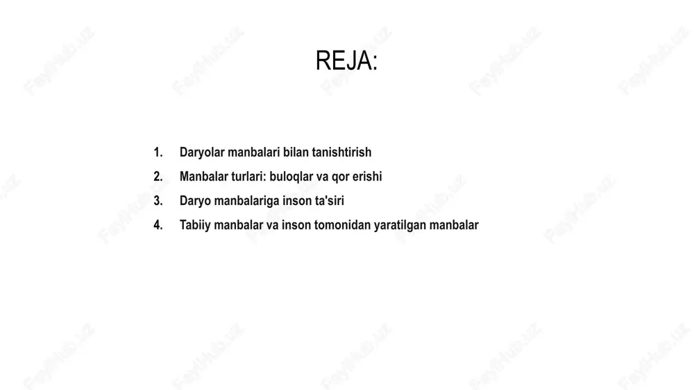 tashqari, sanoatning ifloslanishi va chiqindilarni yo'q qilish daryo manbalariga ham ta'sir qilishi mumkin. bu manbalardan chiqadigan kimyoviy moddalar va toksinlar daryo suvini ifloslantirishi, suv hayoti va butun ekotizimga ta'sir qilishi mumkin. daryolar gidrologiyasi - quruqlik gidrologiyasining boʻlimi. daryolar, ularning oʻzani va havzalaridagi suv oqimi va oqiziklarning gidrologik rejimini oʻrganadi. d. g. daryo oʻzanining holatini, tabiiy omillar — yer sirti holati (geologik tuzilishi, relyefi, oʻsimlik qoplami, tuproq sharoiti) va iqlimi (atmosfera yogʻinlari, havo harorati) hamda inson faoliyati bilan bogʻliq boʻlgan omillarning oqimga taʼsirini oʻrganadi. daryolar ikkita asosiy manbaga ega: chuchuk suv bilan ta'minlaydigan buloqlar, muzliklar va yomg'ir kabi tabiiy manbalar va oqimni o'zgartiruvchi to'g'onlar, kanallar va suv omborlari kabi inson tomonidan yaratilgan manbalar. 01 tabiiy manbalar daryolar oqimi va sifatiga, ekotizimlarni saqlashga va hayotni ta'minlashga yordam beradi. inson tomonidan yaratilgan manbalar daryolarga ifloslanish, suv oqimini o'zgartirish va landshaftni o'zgartirish orqali ta'sir qilishi mumkin. 02 tabiiy va inson tomonidan yaratilgan manbalar o'rtasidagi …