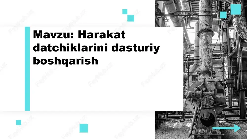 termistörlar harorat o'zgarishiga nisbatan qarshilikni o'zgartiradi, bu esa haroratni aniqlash imkonini beradi. temperatura datchiklarining qo'llanilish sohalari temperatura datchiklari ko'plab sohalarda qo'llaniladi, jumladan, sanoatda jarayonlarni nazorat qilish va avtomatlashtirishda, maishiy texnikalarda, tibbiyotda va ilmiy tadqiqotlarda. ular, shuningdek, hvac tizimlarida, oziq-ovqat saqlashida va avtomobil sanoatida mavjud. bu datchiklar haroratni aniq o'lchash orqali jarayonlarning samaradorligini va xavfsizligini oshirishga yordam beradi. bosim datchiklari harakat datchiklari - harakatni aniqlash va o'lchash uchun mo'ljallangan qurilmalar. ularning turlari orasida passiv infraqizil (pir), ultratovush va akustik datchiklar mavjud. passiv infraqizil datchiklari inson harakatini aniqlashda ishlatiladi va ko'pincha xavfsizlik tizimlarida qo'llaniladi. ultrasonik datchiklar esa ob'ektlar yaqinligini o'lchashda samarali, masalan, avtomobil parkinigida foydalaniladi. harakat datchiklari avtomatik yorug'lik, xavfsizlik tizimlari va aqlli uy texnologiyalarida keng qo'llaniladi. yoritilganlik datchiklari harakat datchiklari harakatni aniqlash va monitoring qilish uchun ishlatiladi. ular ko'plab turli xil joylarda, jumladan, xavfsizlik tizimlarida, avtomatik nur o'chirish tizimlarida va aqlli uy tizimlarida qo'llaniladi. harakat datchiklarining asosiy turlari pasif infratovush datchiklari, …