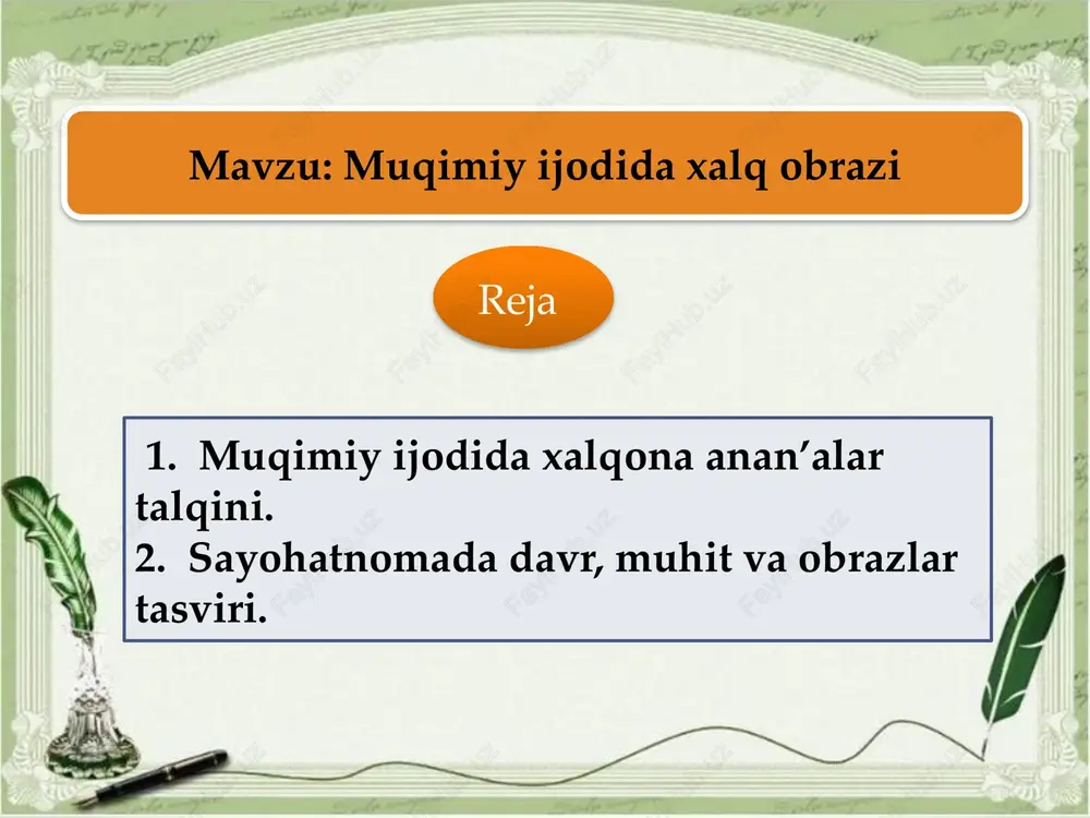 bo‘lganidek, muqimiy she’rlarida ham izchil o‘rin ola boshladi muqimiy qo‘qonda furqat, zavqiy, nisbat, muhayyir, g‘aribiy, nasimiy, mavlaviy va boshqa shoirlardan tashkil topgan yirik adabiy guruhga boshchilik qiladi. 1903-yilda, 53 yoshida, ayni ijodiy kamolotga yetgan paytda vafot etadi. muqimiy ijodida ijtimoiy ruh tobora kuchayib boradi. u endi xalq ro‘shnoligini, osoyishta hayotini, tinch mehnatini ta’minlash borasida zamonasi va uning amaldorlaridan, davrning mavjud tuzumidan umidini uzadi. uning satirasida “faloniy” shaklidagi ishorali satiralar, adresli hajvlar o‘rnini xalq boshiga kulfat keltirayotgan o‘z davri tuzumidan norozilik tuyg‘ulari egallay boshlaydi. masalan, zavqiyning saylov haqida yozgan tarix she’riga muxammasida muqimiy quyidagi keskin xulosaga keladi zindalik gulxanida har kimsa, kuydilar o‘tganida har kimsa, ming jarohat tanida har kimsa, bu qazo gulshanida har kimsa gul gul kabi ochildi-yu, so‘ldi deng. muqimiy shu tariqa qo‘qon adabiy muhitida satira an’analarini muvaffaqiyatli davom ettirgan, hajviyot imkoniyatlarini kengaytirgan, yangi usullar kashf etgan shoir sifatida o‘zbek mumtoz adabiyoti tarixida gulxaniy, maxmur, turdi farog‘iy, zavqiylar qatorida …