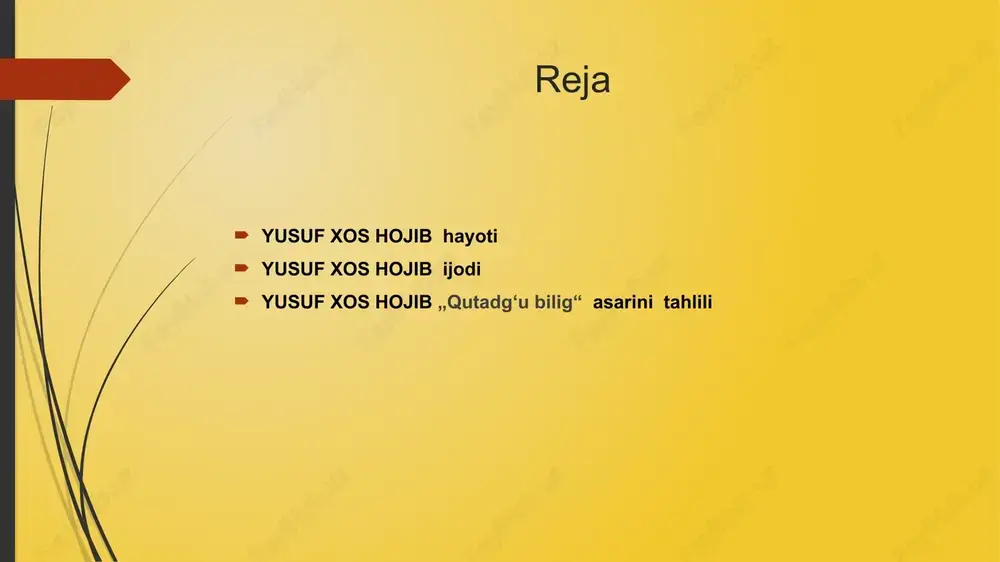 r tarixi, madaniyati, ilm-fani, urf-odat va anʼanalari, turmush tarzi, qadriyatlari xususida batafsil maʼlumot berilgan. yusuf xos hojib uni bolosogʻunda boshlab, qashqarda yozib tugatgan va qoraxoniy hukmdor tavgʻoch bugʻroxonga takdim etgan. bugʻroxon muallifni taqdirlab, unga „xos hojib“ („eshik ogʻasi“) unvonini bergan. shundan keyin shoir „yusuf xos hojib“ nomi bilan mashhur boʻlgan. lekin dostonning oxiridagi shikoyat ohanglariga qaraganda, shoir umrining oxiri bu davlatning tanazzuli davriga toʻgʻri kelgan, shunga muvofiq hayoti ham ogʻir kechgan. shoirning qashqardagi maqbarasi ziyoratgohga aylangan. davlat va jamiyat qurilishi masalalari, komil inson va ilm-maʼrifat targʻiboti asardagi toʻrt ramziy qahramon kuntugʻdi (adolat), oytoʻldi (baxt), oʻgdulmish (aql) va oʻzgʻurmish (qanoat) timsollari orqali ifoda qilingan. jahon turkologiyasida asarga ilk turk didaktik dostoni sifatida yondashish mavjud (iosif fon xammer, v. radlov, a. kononov, i. stebleva). martin xartman, a.vamberi, f.koʻprulu, zaki v.toʻgʻon, rashid rahmati arat v.b. tomonidan nashr va tarjima qilingan. oʻzbekistonda asarning toʻla matni izoh va hozirgi tilga tarjimasi bilan nashr etilgan. fitrat, …
