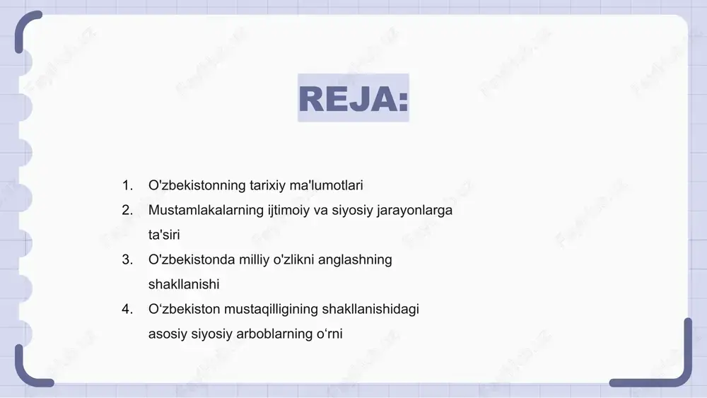 rqalgan to‘qnashuv qizil saltanat mustamlakachiligi zulmining mahsuli edi. bu qo‘zg‘olon natijasida qancha odam qurbon bo‘lganligi va aziyat chekkanligi to‘g‘risida turlicha ma’lumotlar berilgan. «o‘zbekiston adabiyoti va san’ati» gazetasidagi ma’lumotlarga qaraganda: «yovuz fitna tufayli farg‘onada jami 112 kishi shahid bo‘ldi. 1000 dan ortiq kishiga tan jarohati yetdi, 400 yigit javobgarlikka tortildi, 700 ga yaqin kishi ma’muriy jazo oldi, 160 nafardan ortiq kishi og‘ir jazolarga hukm etilgan»22. bu darajada katta fojiaga olib kelgan farg‘ona isyonining bosh sababi nimada? - degan qonuniy savol tug‘iladi. o'zbekistonda milliy o'zlikni anglashning shakllanishi mustaqillik arafasida o‘zbekistonda kechayotgan ijtimoiy-siyosiy jarayonlar barqarorlik va notinchlik uyg‘unligi bilan ajralib turdi. bu davrda o‘zbekistonda milliy o‘zlikni shakllantirishga jiddiy e’tibor qaratildi, madaniy meros va an’analarni targ‘ib qilish borasidagi sa’y-harakatlar amalga oshirildi. bu o‘zgarishlar mamlakat o‘ziga xosligi asoslarini shakllantirishda, uning kelgusi yillarda yuksalishi va rivojlanishi uchun zamin yaratishda hal qiluvchi rol o‘ynadi. o‘zbekiston mustaqilligining shakllanishidagi asosiy siyosiy arboblarning o‘rni o‘zbekiston mustaqillikka erishgunga qadar ijtimoiy-siyosiy jarayonlar …