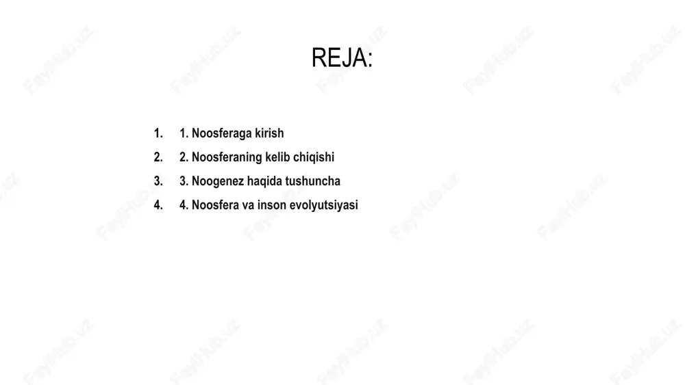 un dunyoni shakllantirishdagi rolini tan olishni talab qiladi. bu bizni umumiy bilim va xabardorlik orqali o'sish va taraqqiyot potentsialini o'rganishga undaydi. salavha noosfera kontseptsiyasi inson bilishi va bilimi dunyoni qanday shakllantirishi haqidagi g'oyani o'rganadi. bu inson evolyutsiyasining navbatdagi bosqichi bo'lib, u erda jamoaviy inson aqli asosiy kuchga aylanadi. 1 noogenez intellekt va kognitiv jarayonlarning paydo bo'lishi va rivojlanishini anglatadi. bu noosferaning vujudga kelishi jarayonidir, chunki inson tafakkuri va ongining rivojlanishi davom etadi. 3 noosfera va inson evolyutsiyasi bir-biri bilan chambarchas bog'liqdir, chunki inson tafakkuri va bilimi jamoaviy inson ongining rivojlanishiga turtki beradi. bu dunyoni shakllantirishda inson aqlining rolini o'rganuvchi tushunchadir. 2 5. zamonaviy jamiyatda noosfera kontseptsiyasi a per teilhard de sharden tomonidan taklif qilingan noosfera kontseptsiyasi global ong yoki ong g'oyasi bo'lib, u barcha tirik mavjudotlarni va ularning atrof-muhit bilan o'zaro ta'sirini o'z ichiga oladi. b noosferaning paydo bo'lishi va evolyutsiyasi jarayoni bo'lgan noogenez inson tafakkuri va innovatsiyalari bilan ta'minlanib, …