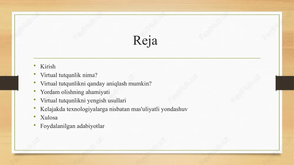 ikning rivojlanishiga bir nechta sabablar bor. birinchidan, texnologiyalarning rivojlanishi va internetning ommaviylashuvi, odamlarni o'zlarini virtual muhitda topishga olib keladi. ikkinchidan, ijtimoiy tarmoqlar va onlayn o'yinlar odamlarni uzoq vaqt davomida o'ziga jalb qiladi. psixologik omillar ham katta rol o'ynaydi: stress, yolg'izlik yoki emotsional muammolar odamlarni virtual dunyoga qochishga undaydi. virtual tutqunlikning turlari virtual tutqunlik turli yo'nalishlarda namoyon bo'lishi mumkin: onlayn o'yinlar: o'yinlarga haddan tashqari qaramlik. ijtimoiy tarmoqlar: facebook, instagram, tiktok kabi ijtimoiy tarmoqlarga doimiy bog'lanish. pornografiya: internetda pornografik materiallarga qaramlik. har bir tur o'ziga xos xavflar va salbiy oqibatlarga olib keladi. virtual tutqunlikning ta'siri virtual tutqunlikning salbiy ta'sirlari juda keng. bunga jismoniy salomatlikdagi muammolar, masalan, ko'z va bosh og'rig'i, uyqusizlik, semizlik kiradi. psixologik ta'sirlar ham bor, jumladan, depressiya, xavotir, o'zini izolyatsiya qilish. ijtimoiy hayotda esa odamlar do'stlari yoki oila bilan muloqot qilishni kamaytiradilar, bu esa ularning ijtimoiy aloqalarini susaytiradi. virtual tutqunlikni qanday aniqlash mumkin? virtual tutqunlikni aniqlashda bir nechta belgilarga e'tibor …